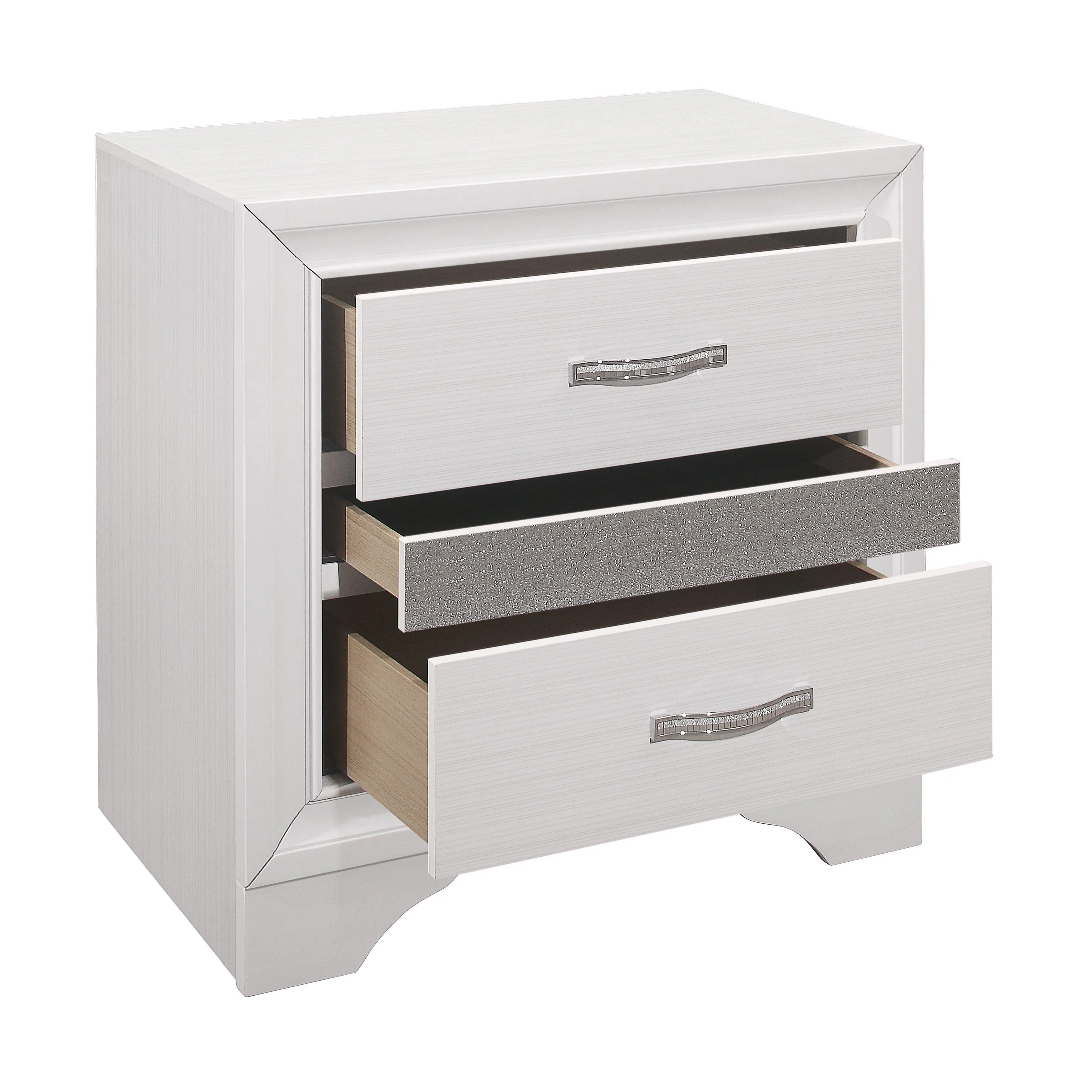 Luster White Upholstered Storage Platform Bedroom Set - Image 5