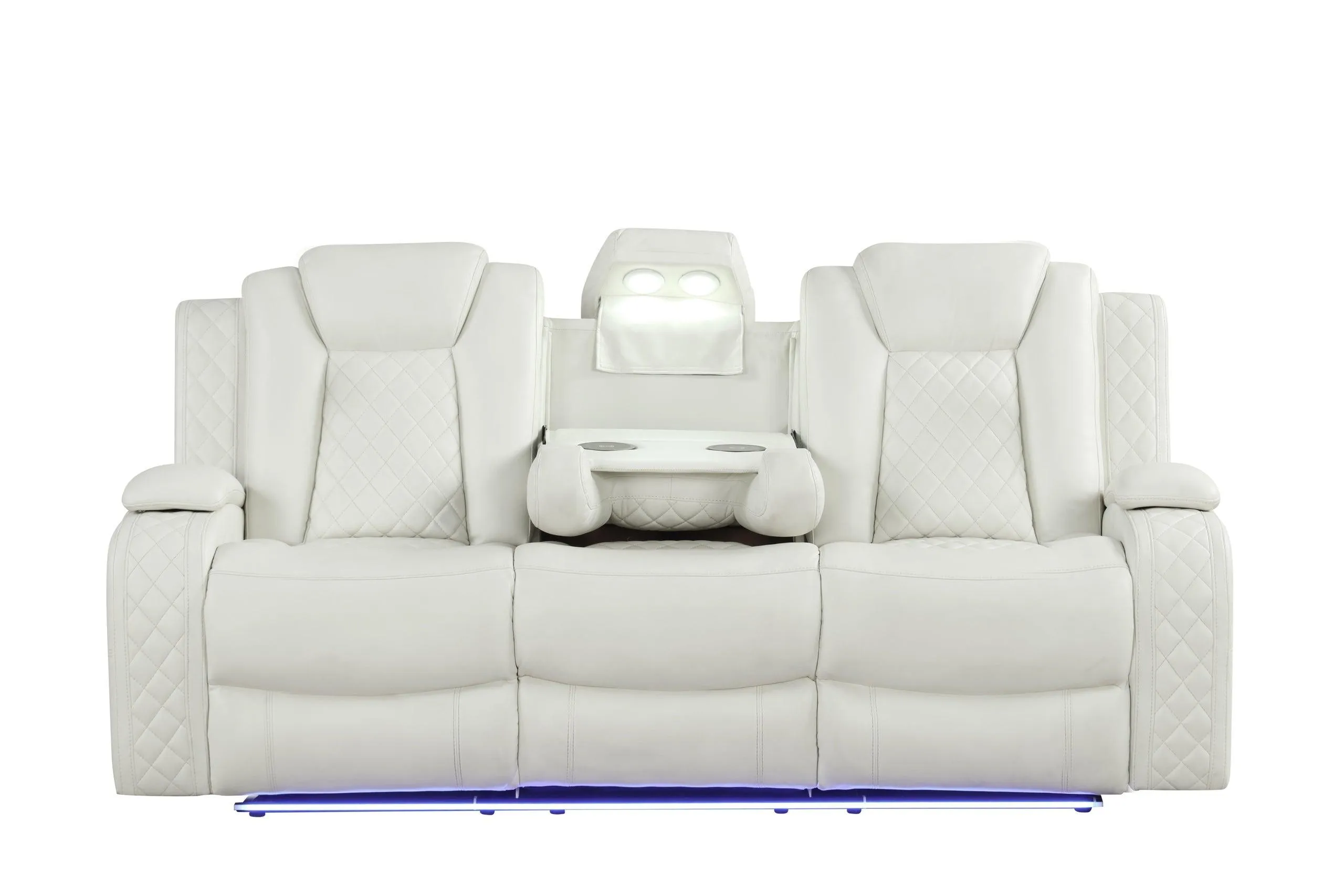 Luz White 3-Piece Reclining Living Room Set - Image 3