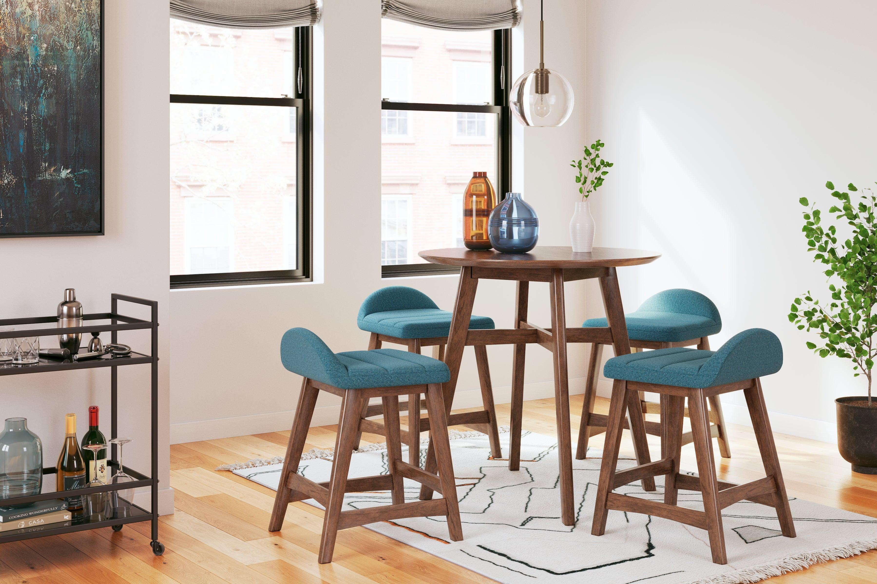 Lyncott Blue/Brown Counter Height Barstool, Set of 2 - Image 10