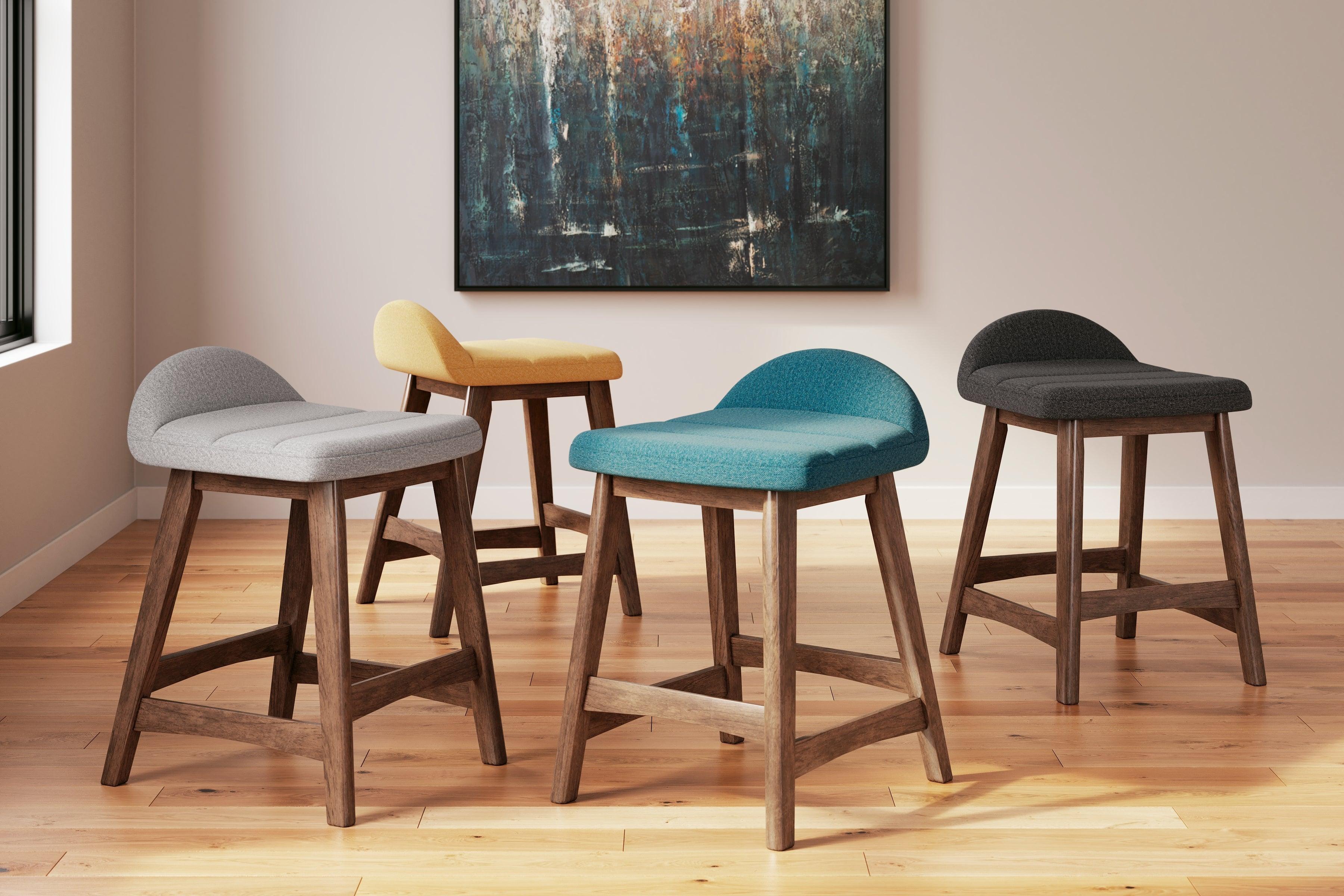 Lyncott Blue/Brown Counter Height Barstool, Set of 2 - Image 11