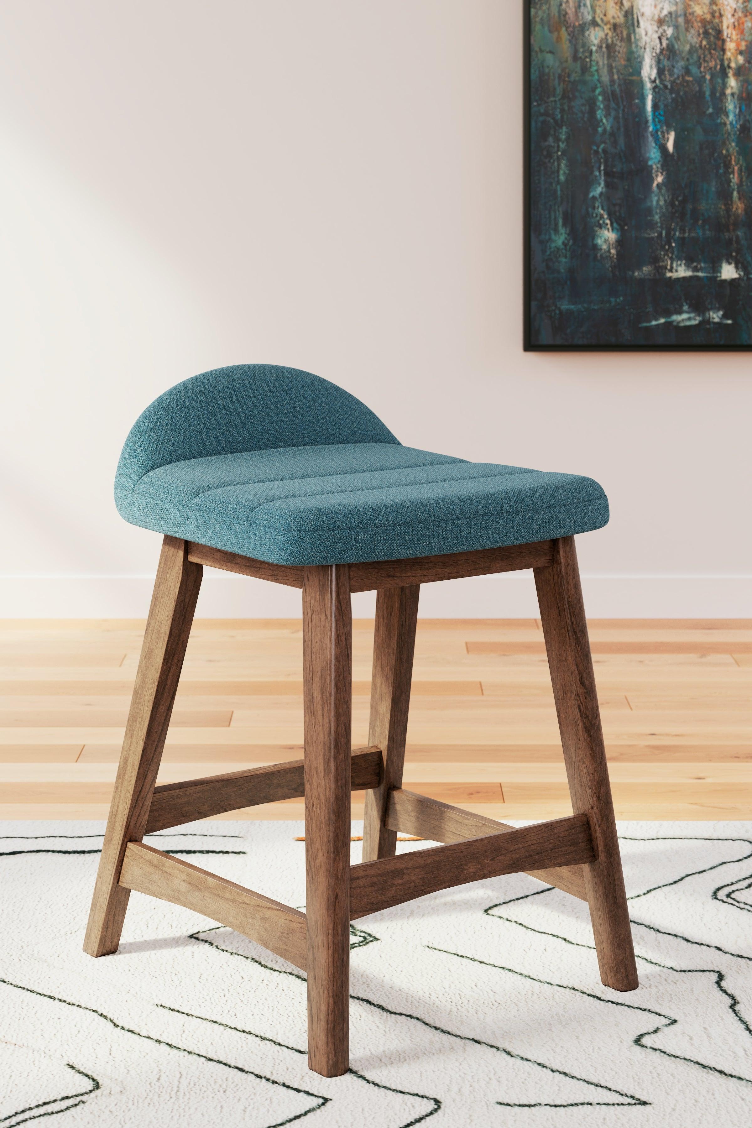 Lyncott Blue/Brown Counter Height Barstool, Set of 2 - Image 2