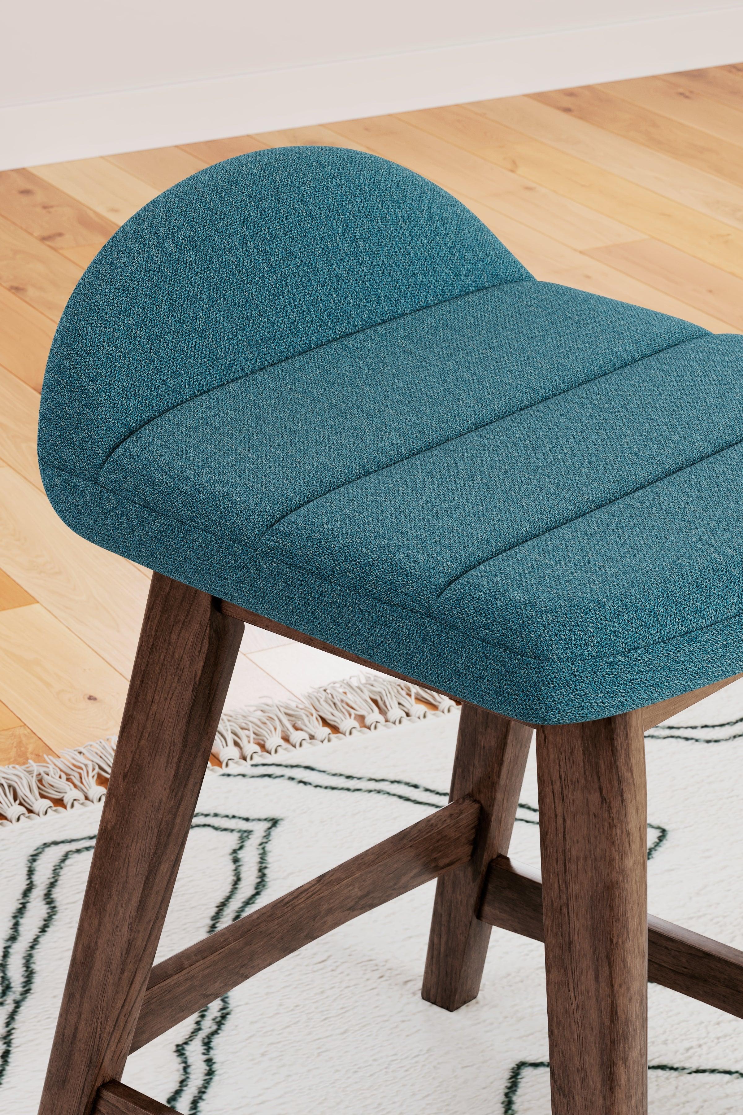 Lyncott Blue/Brown Counter Height Barstool, Set of 2 - Image 3