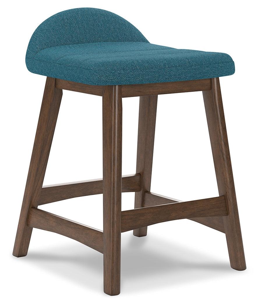 Lyncott Blue/Brown Counter Height Barstool, Set of 2 - Image 4