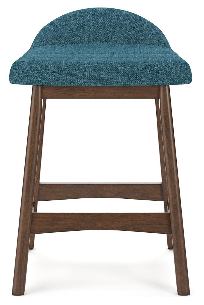 Lyncott Blue/Brown Counter Height Barstool, Set of 2 - Image 7