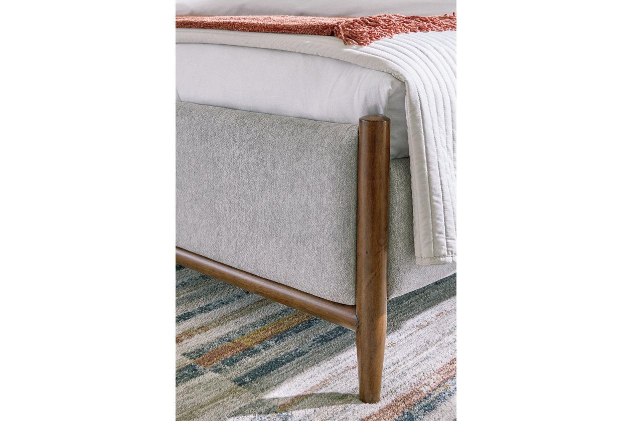 Lyncott Brown Queen Upholstered Panel Bed - Image 5