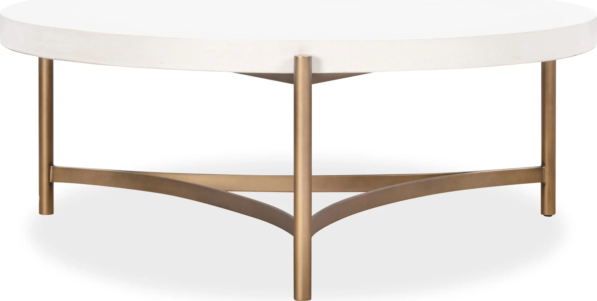 Lyon Ivory Round White Concrete and Metal Coffee Table - Image 2