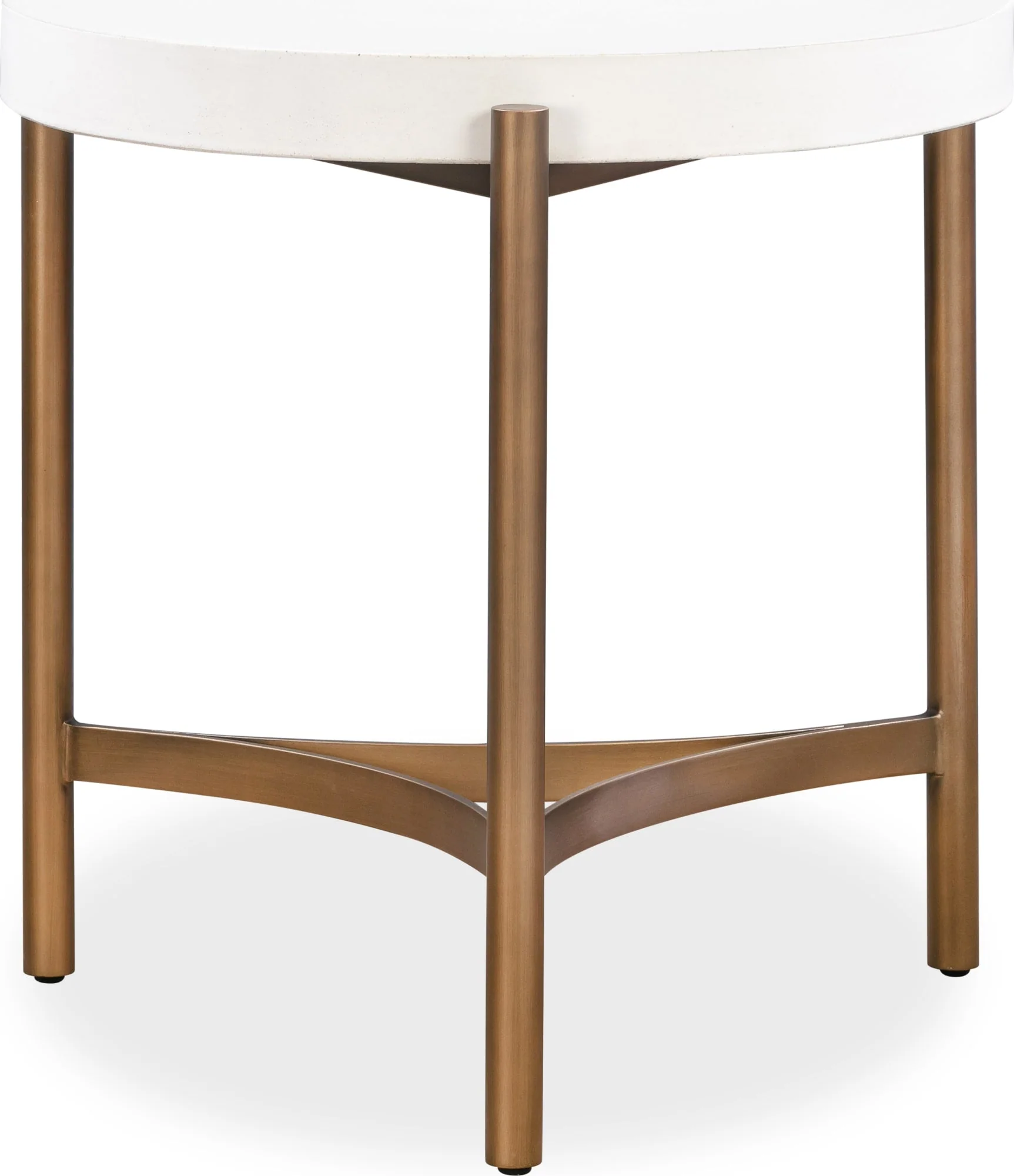 Lyon White/Brushed Bronze Round Concrete and Metal Side Table - Image 2