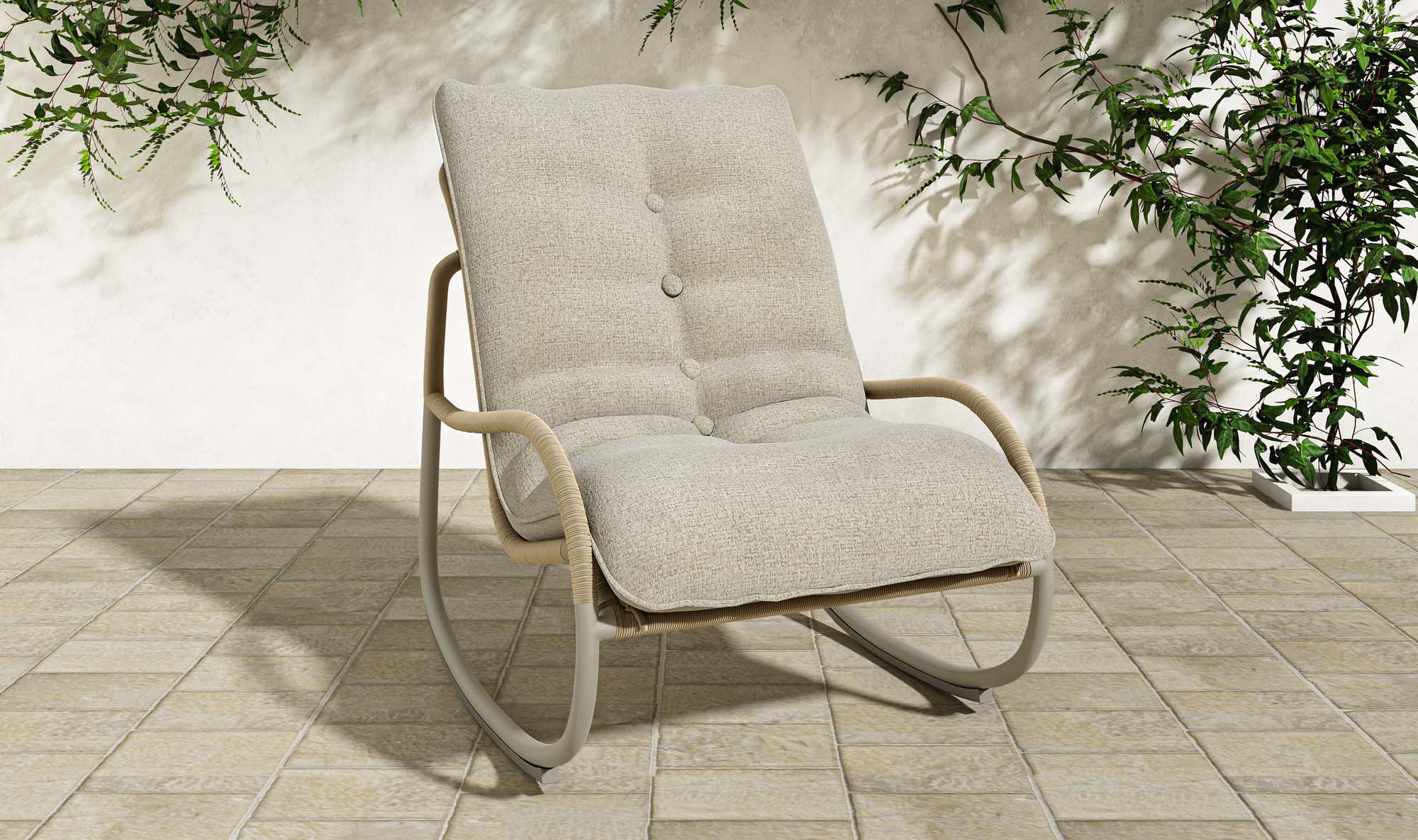 Lyra Outdoor Rocking Chair Beige - Image 7