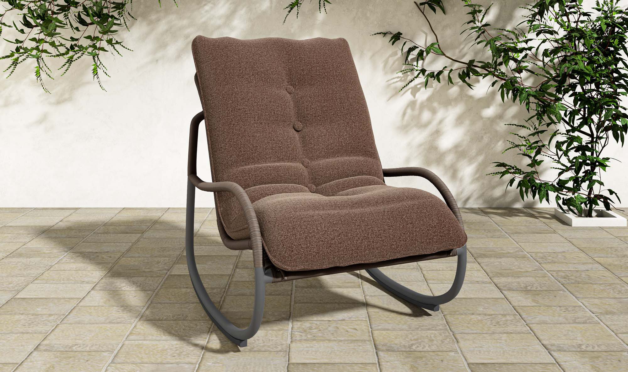 Lyra Outdoor Rocking Chair Brown - Image 6