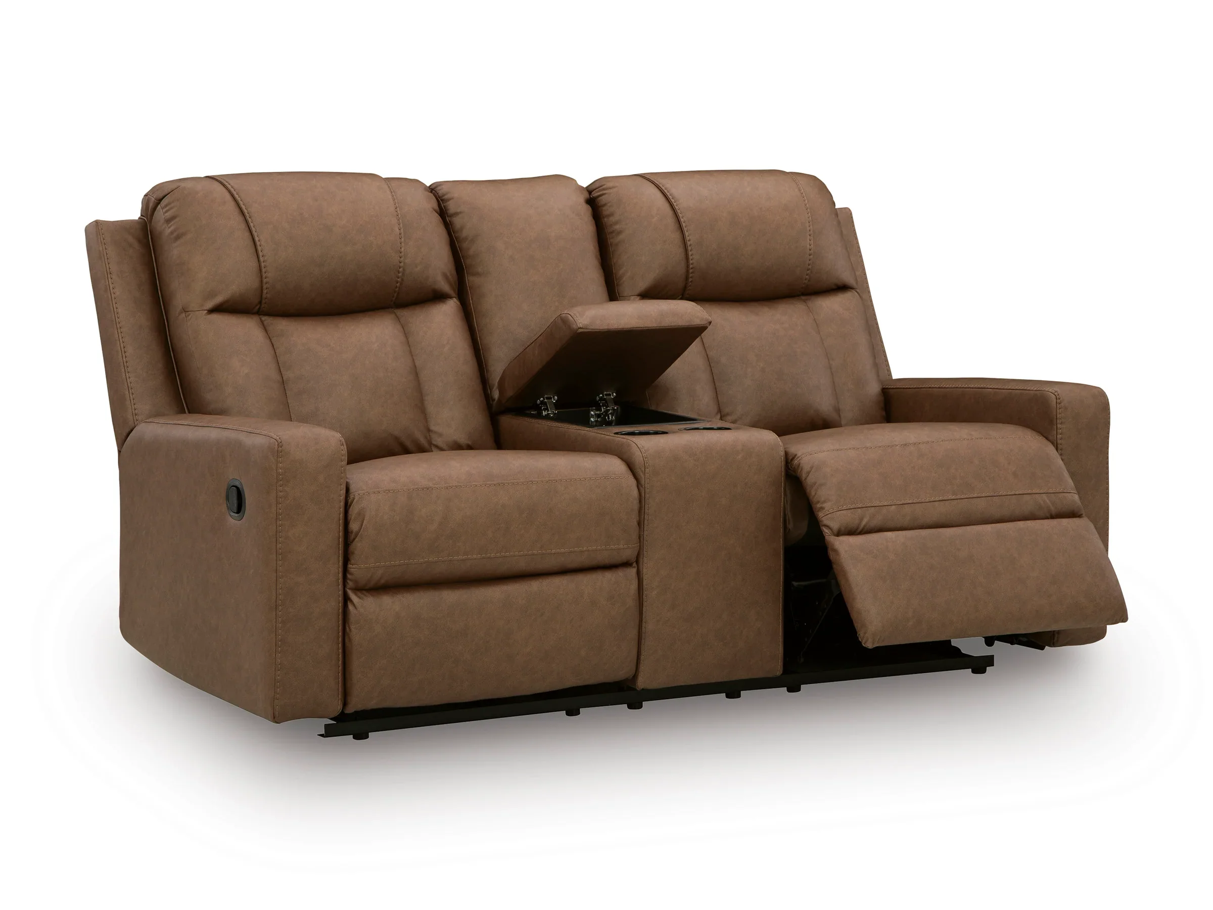 Mackmenville Caramel Reclining Loveseat with Console - Image 3