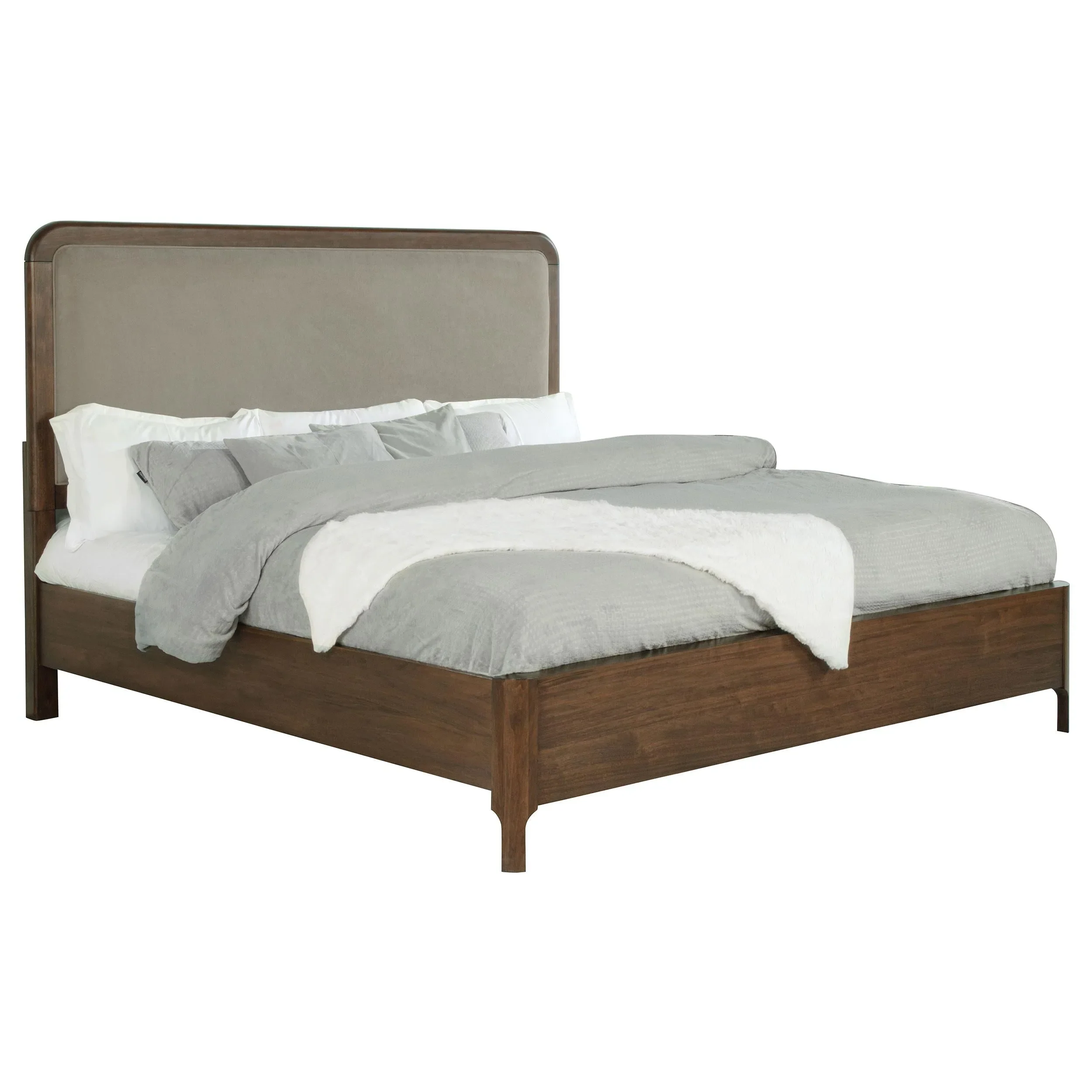Maderia Walnut 57-inch Upholstered Eastern King Panel Bed - Image 2