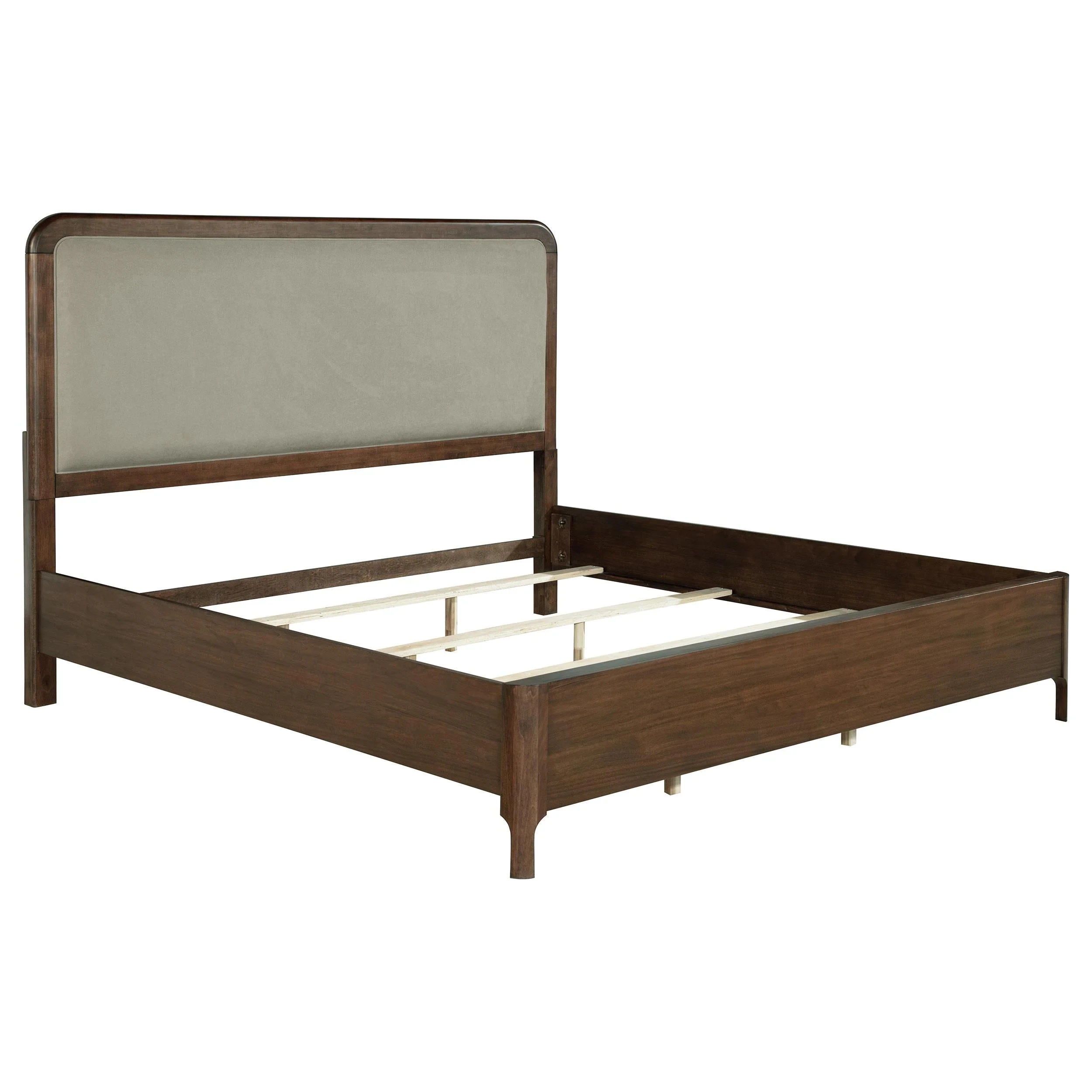 Maderia Walnut 57-inch Upholstered Queen Panel Bed - Image 4