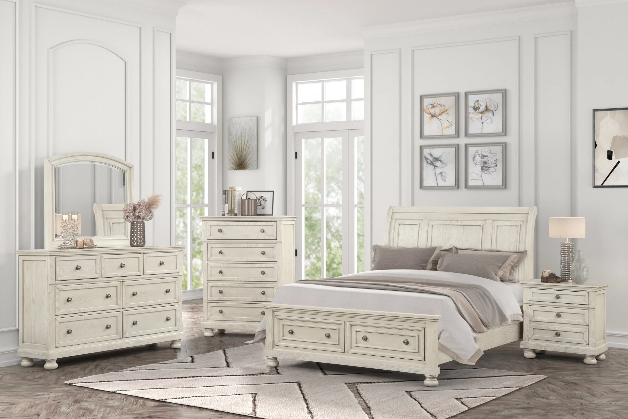Magnolia Beige 4-piece Queen Platform Bedroom Set