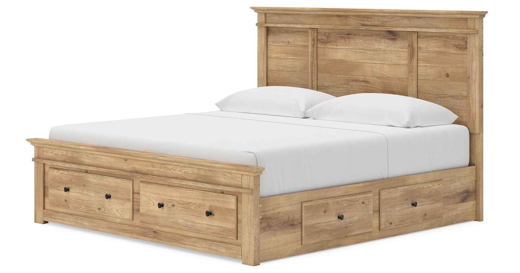 Makidern Tan King Panel Storage Bed - Image 4