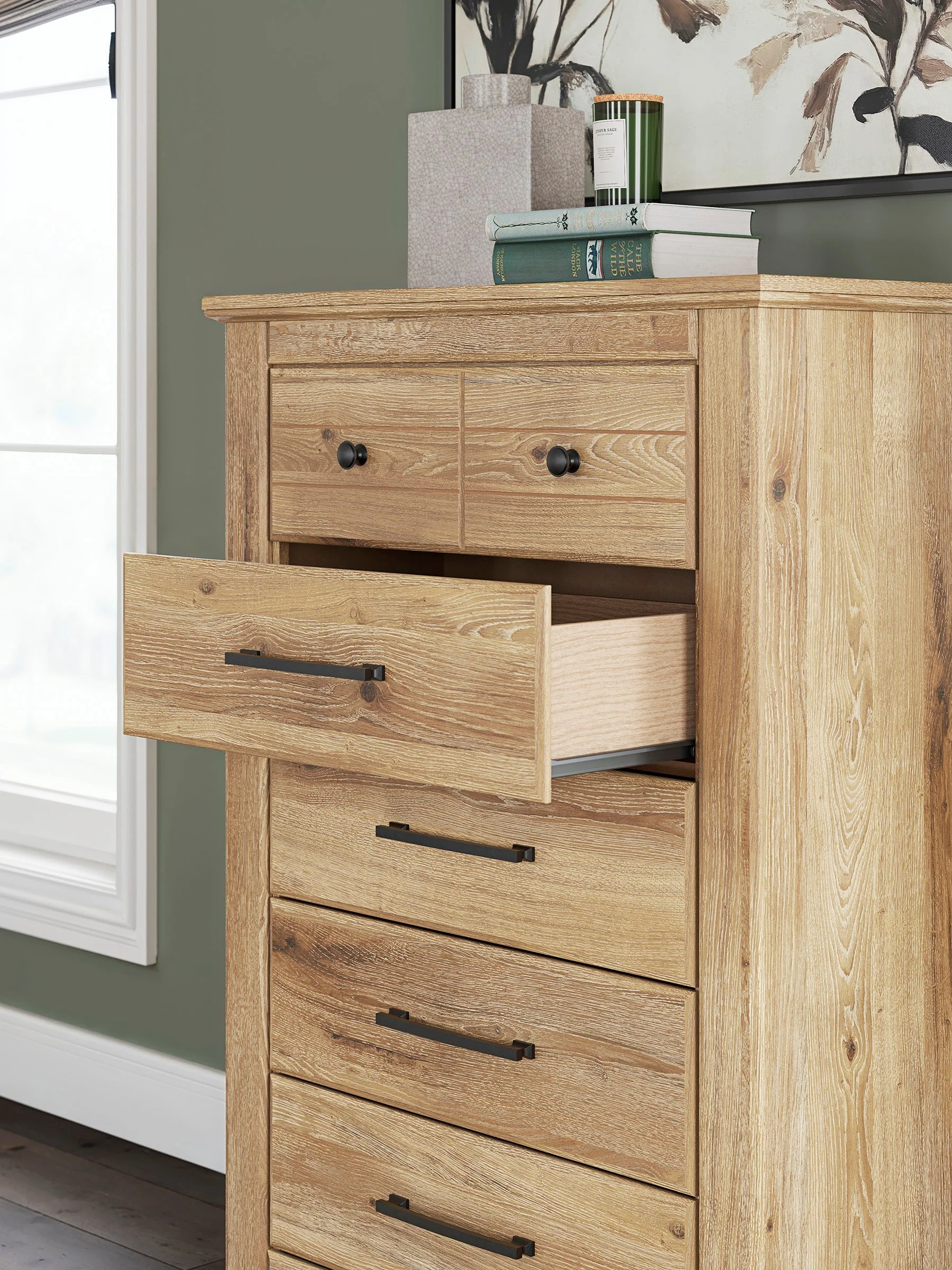 Makidern Tan Panel Storage Bedroom Set with 2 Footboard Drawers - Image 7