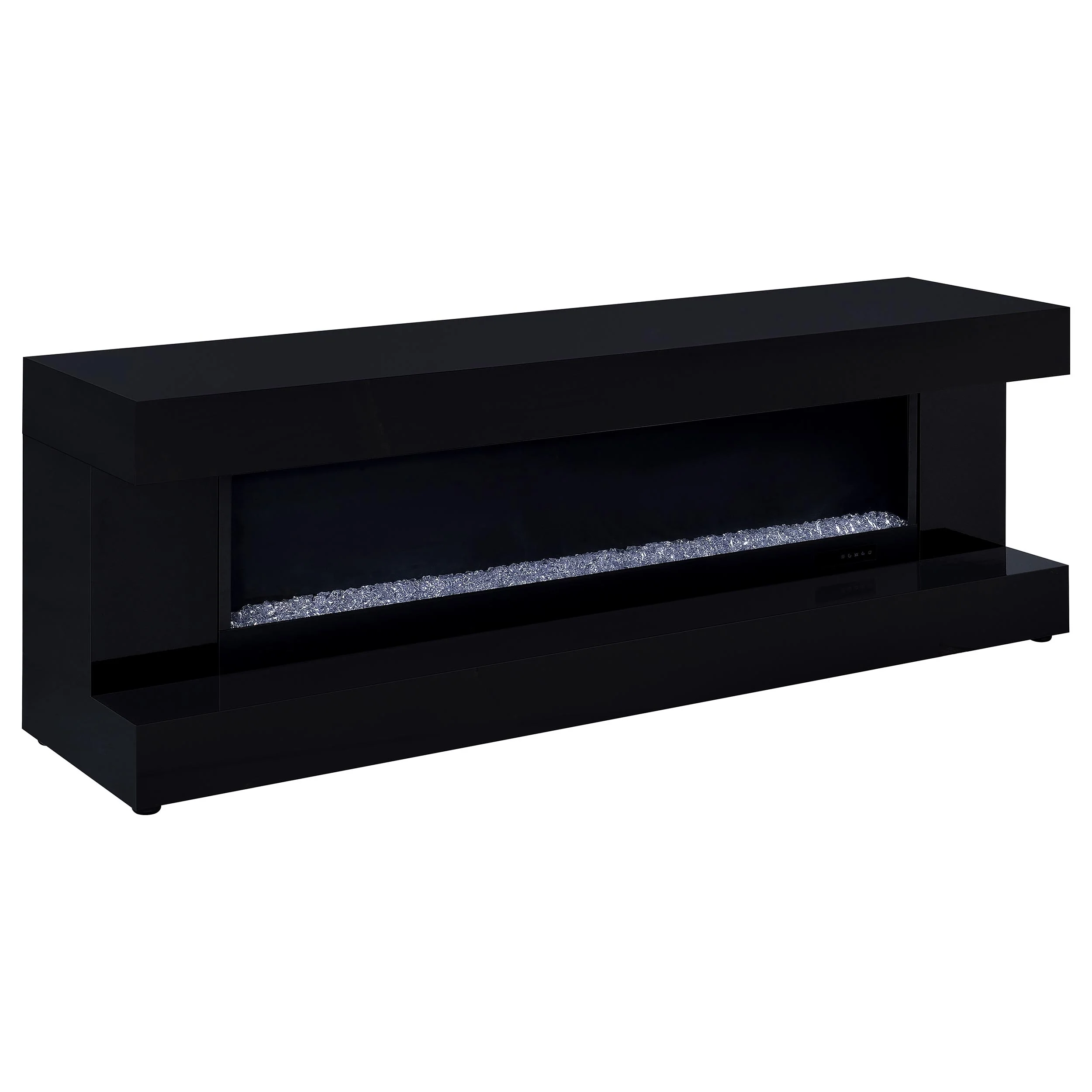 Mallory Black High Gloss TV Stand Fireplace Console Bluetooth Speaker - Image 2