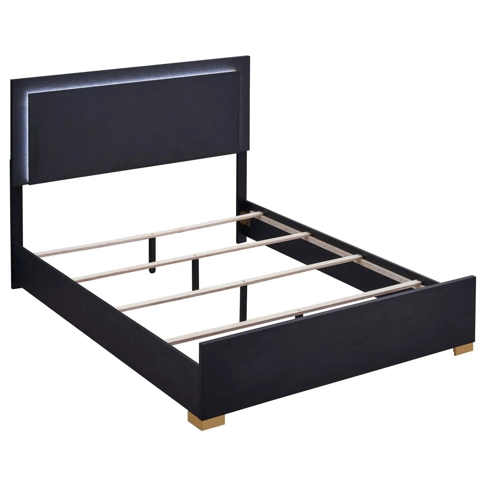 Marceline Black Queen Bed with LED Headboard - Image 2