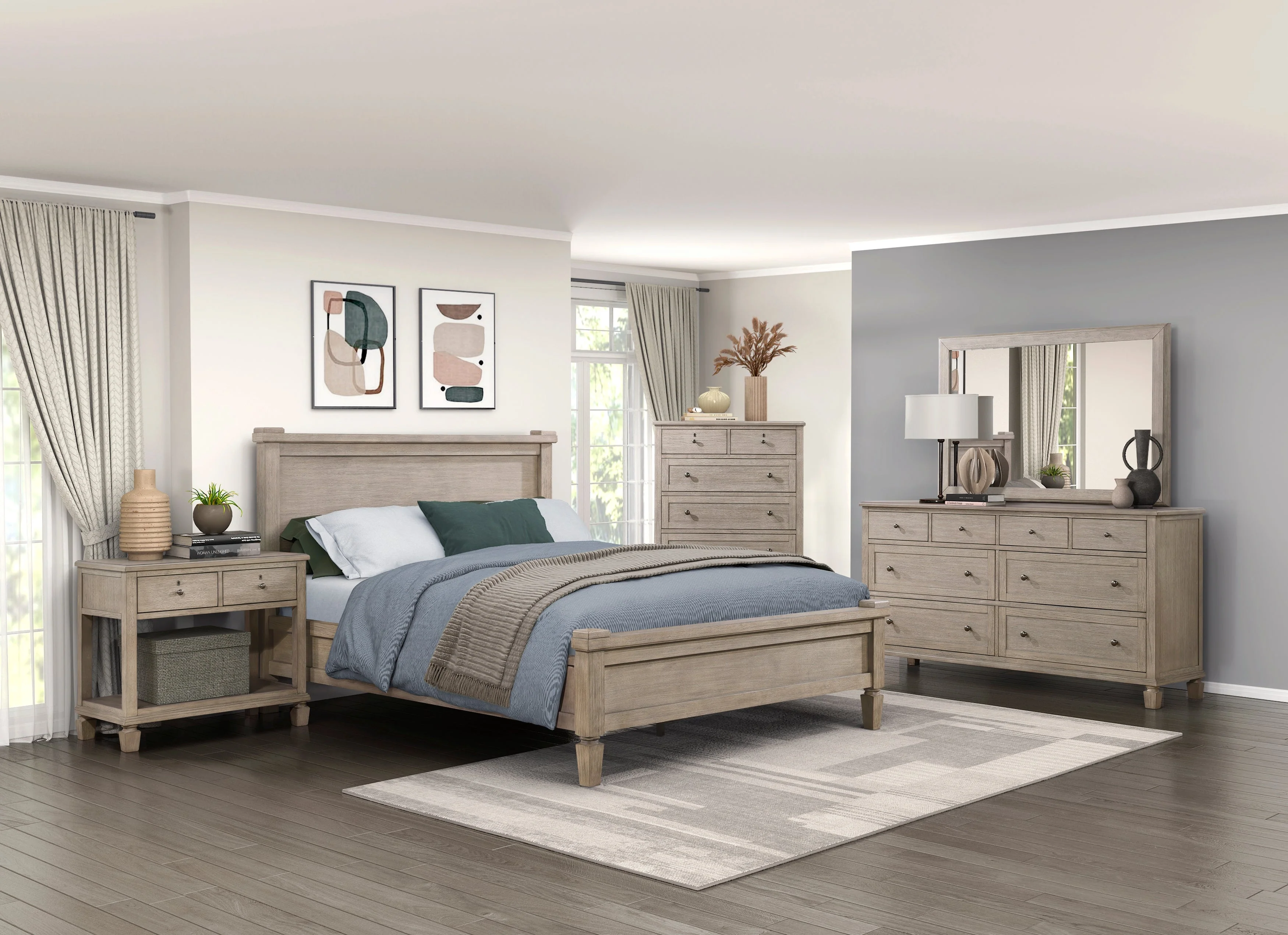 Marceline Gray Oak California King Canopy Platform Bed - Image 12
