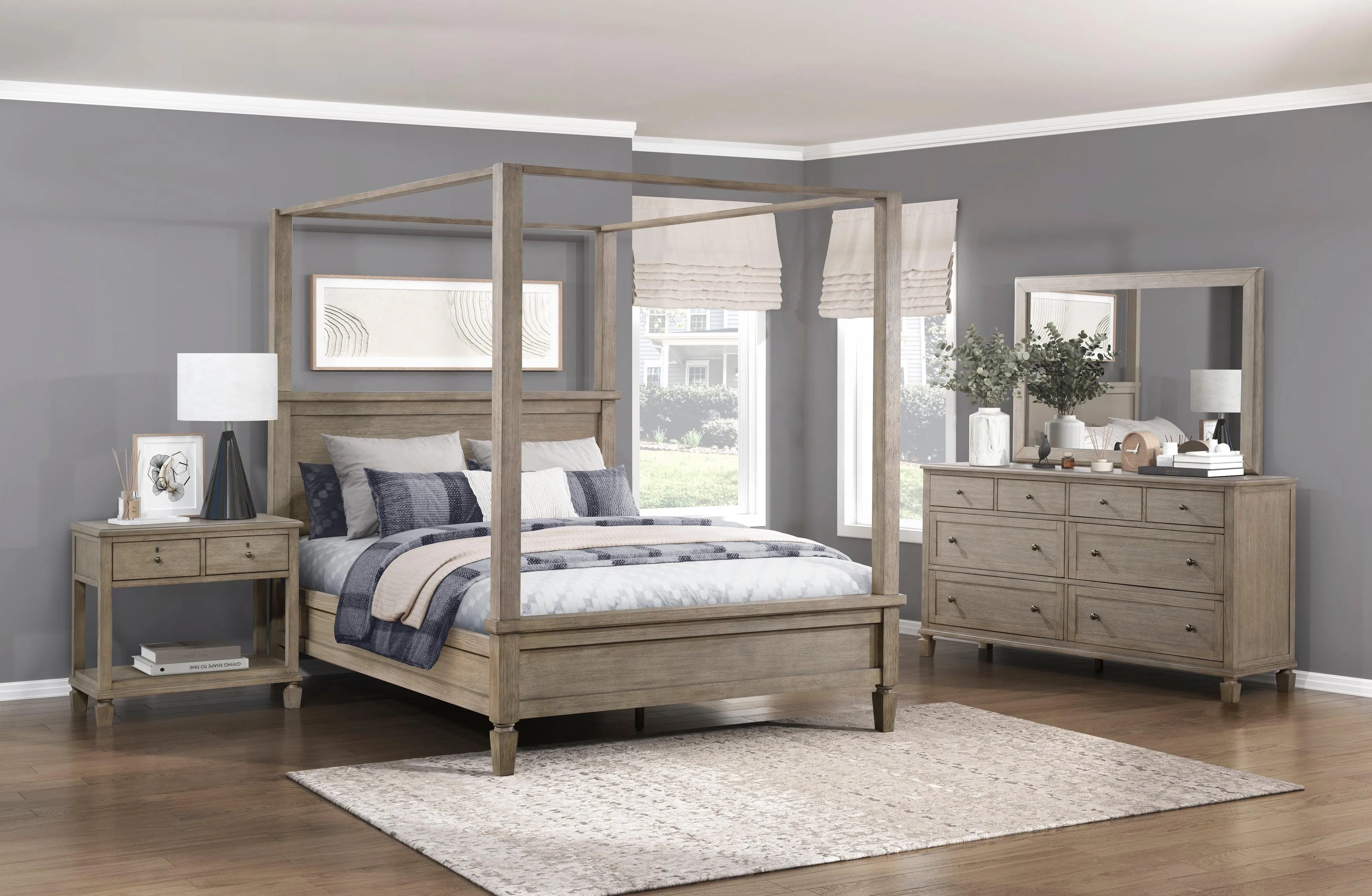 Marceline Gray Oak Queen Platform Bed - Image 11