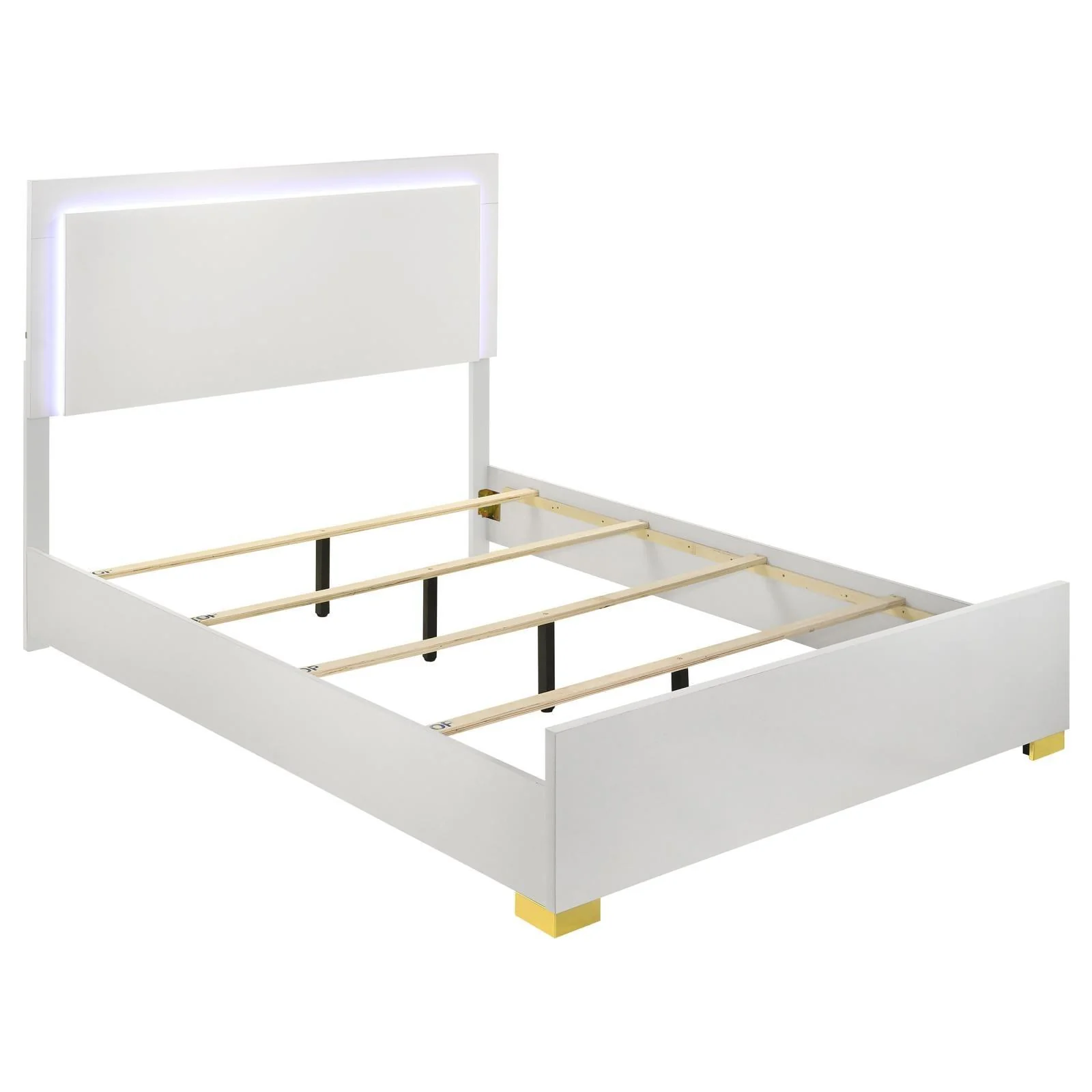 Marceline White Eastern King Bed with LED Headboard - Image 3