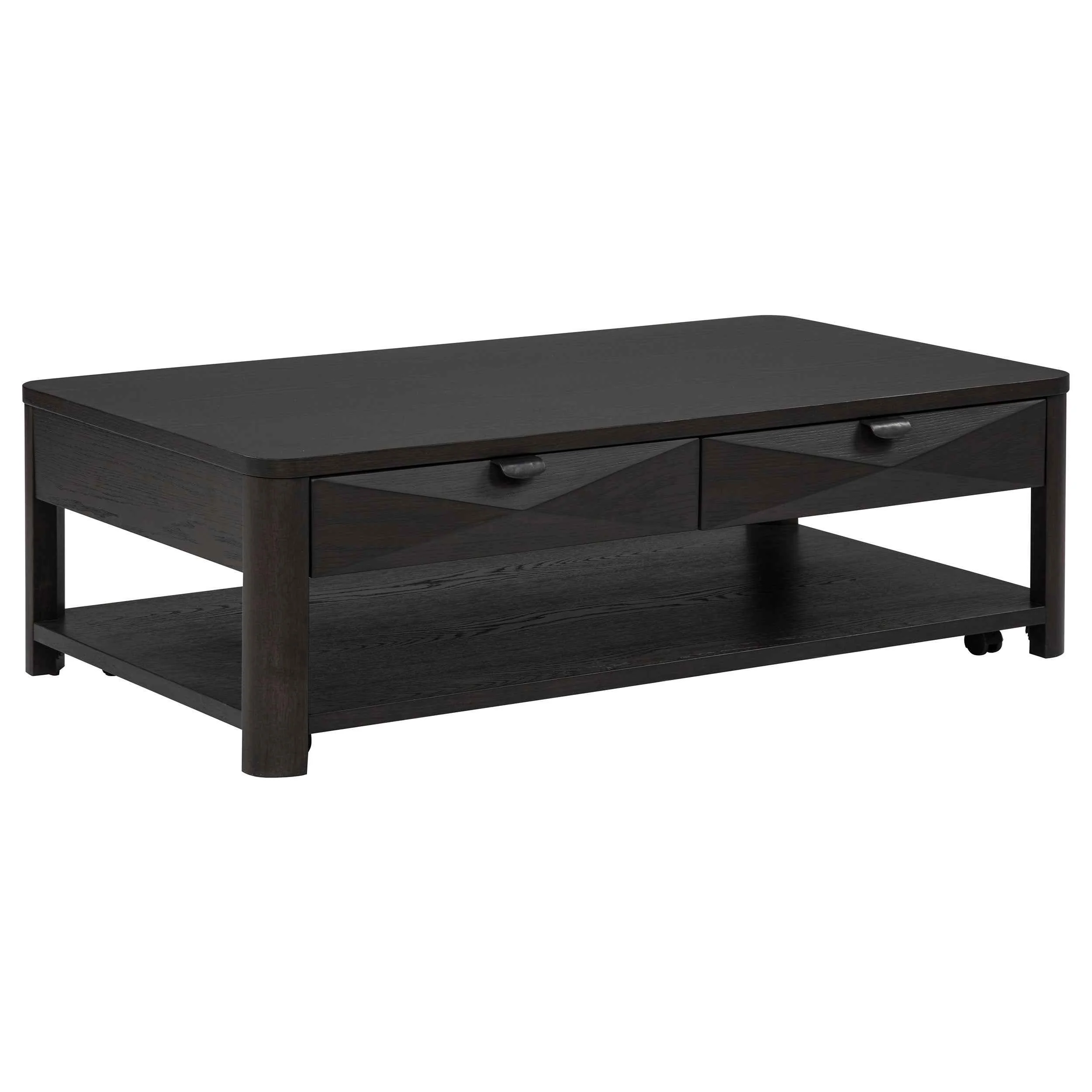 Marcelo Coffee Wood Table with 2 Drawers and Shelf