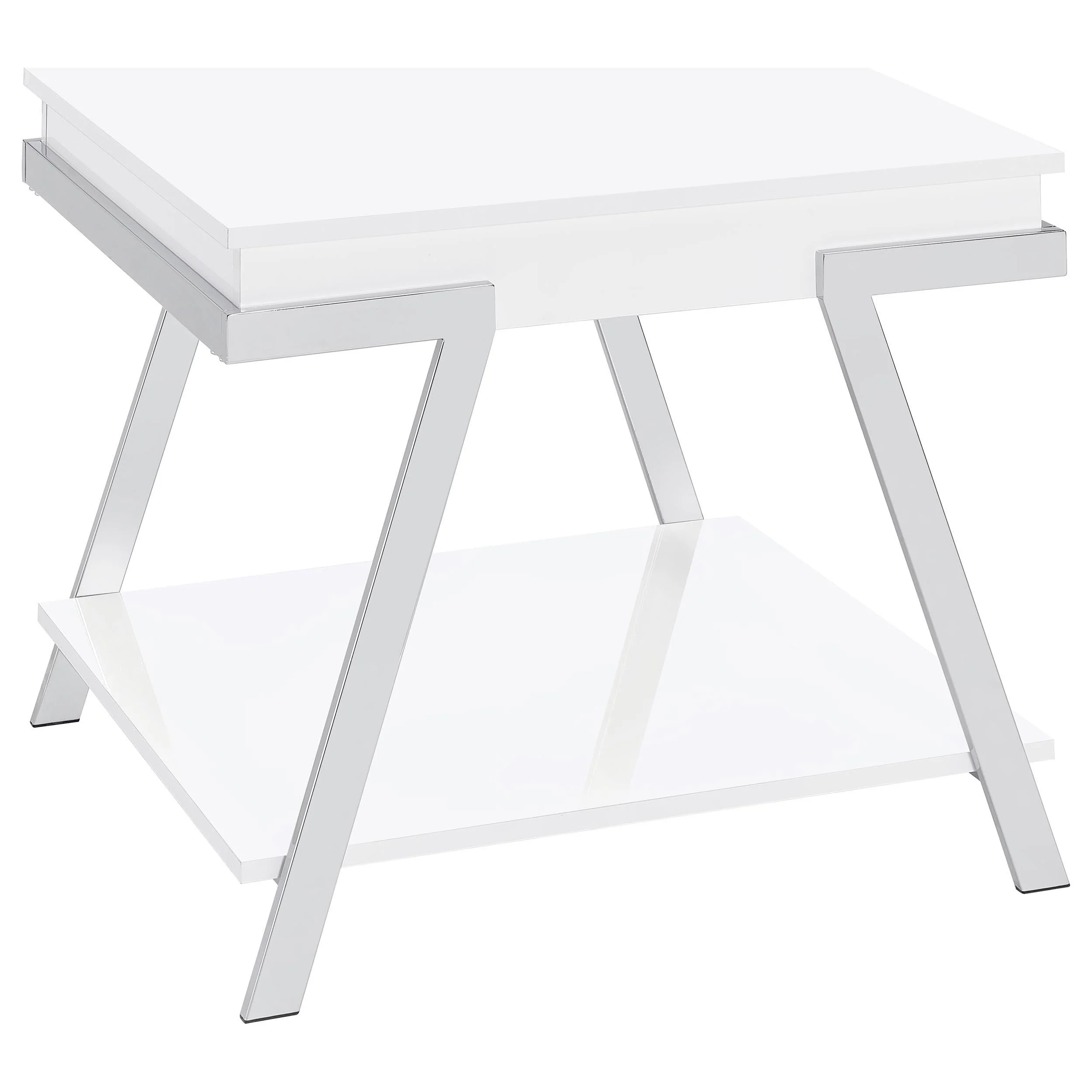 Marcia White 2-Piece High Gloss Lift Top Coffee and End Table Set - Image 3
