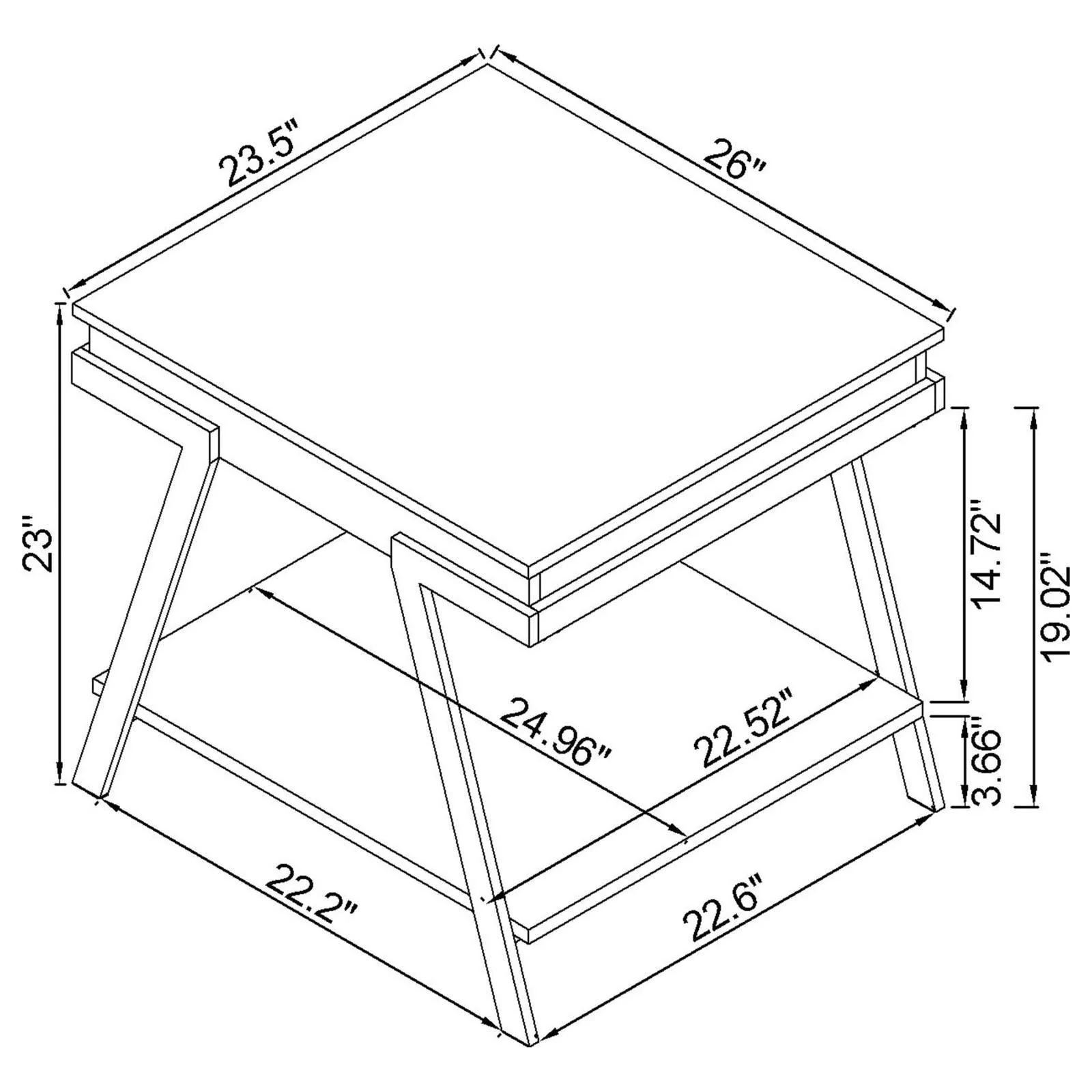 Marcia White High Gloss and Chrome Wood Rectangular End Table - Image 8