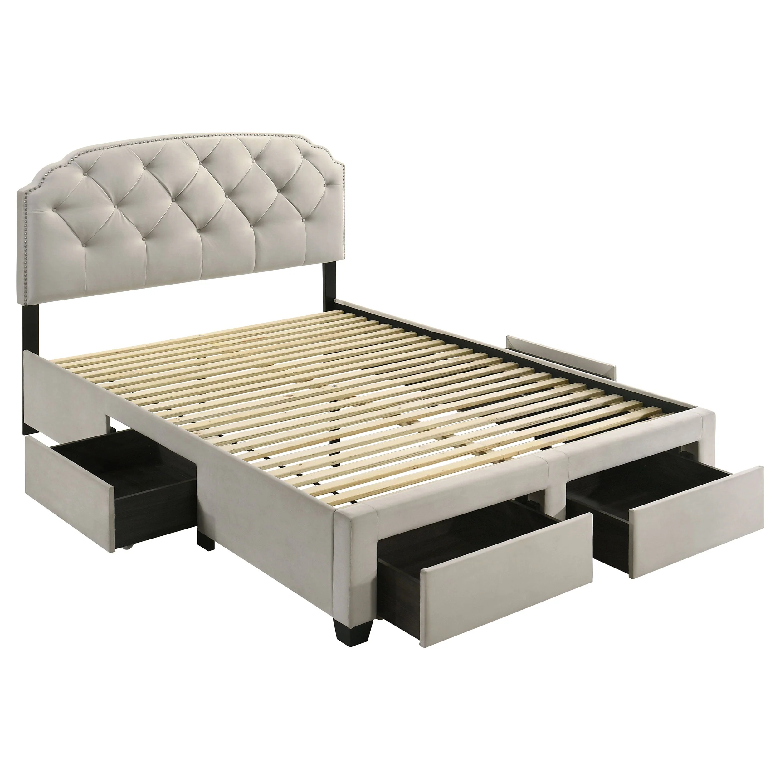 Marianna Cream 4-drawer Upholstered Queen Storage Bed - Image 5