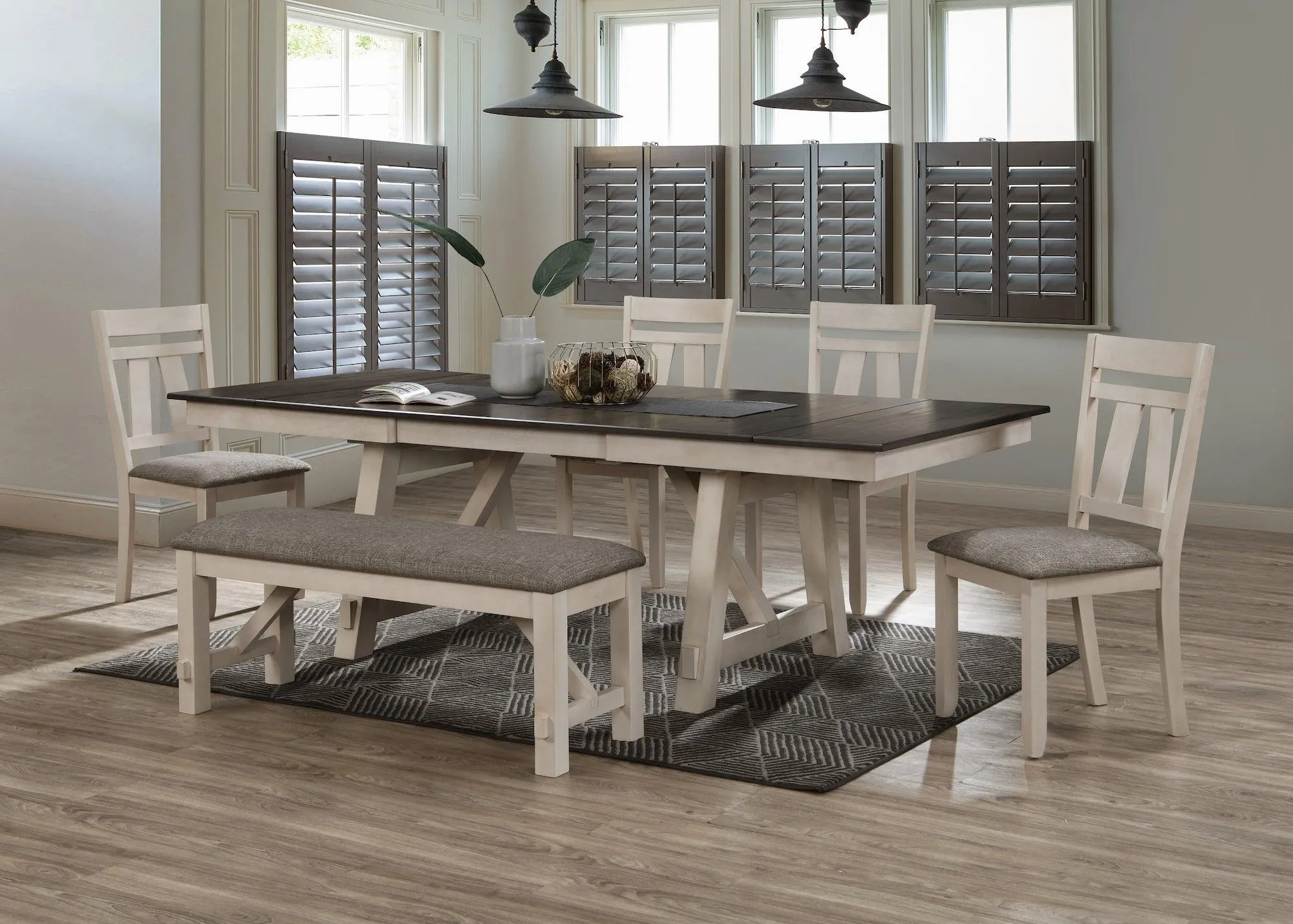 Maribelle Chalk and Gray Dining Bench - Image 2