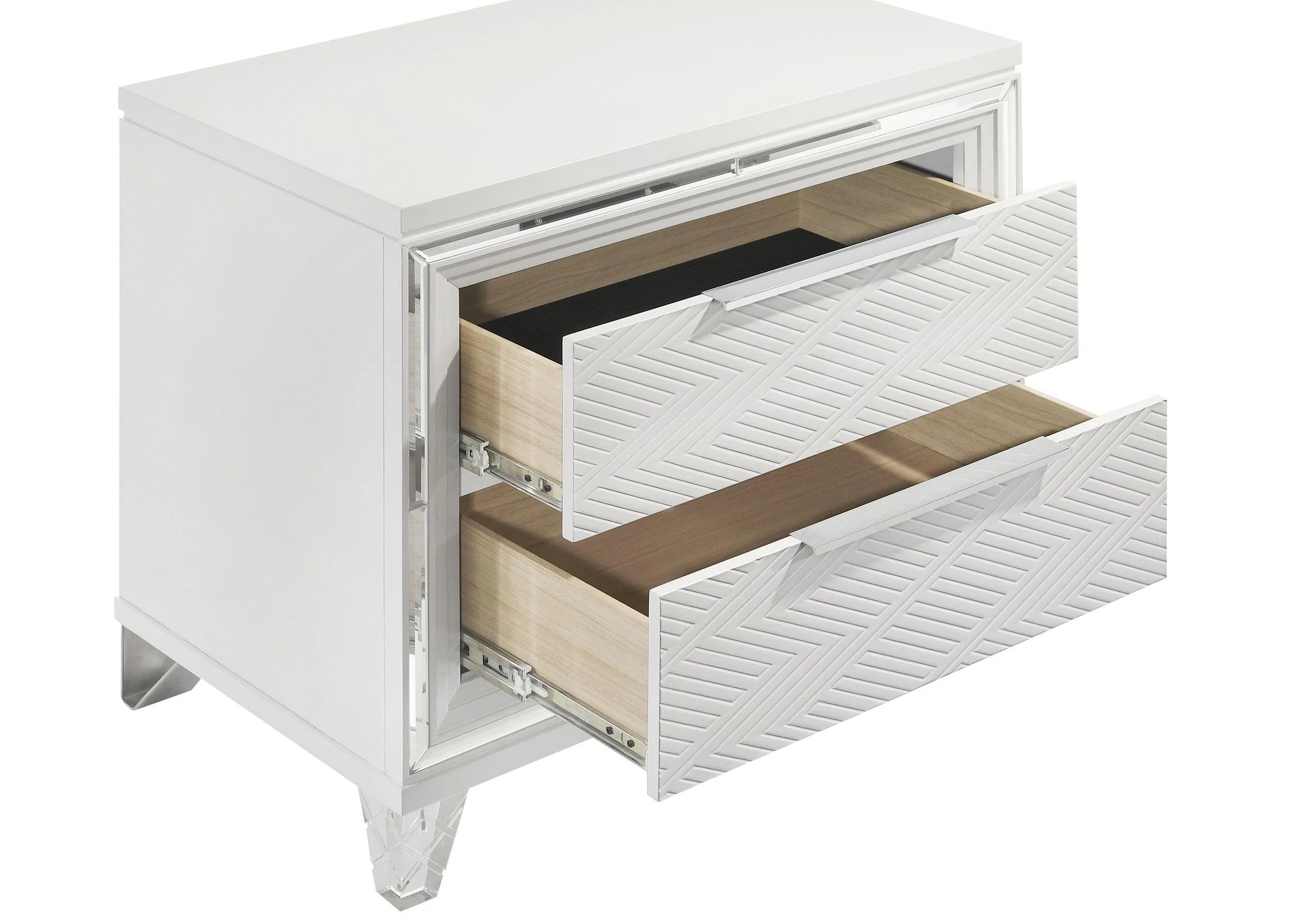Marmore White 2-drawer Nightstand Bedside Table - Image 11