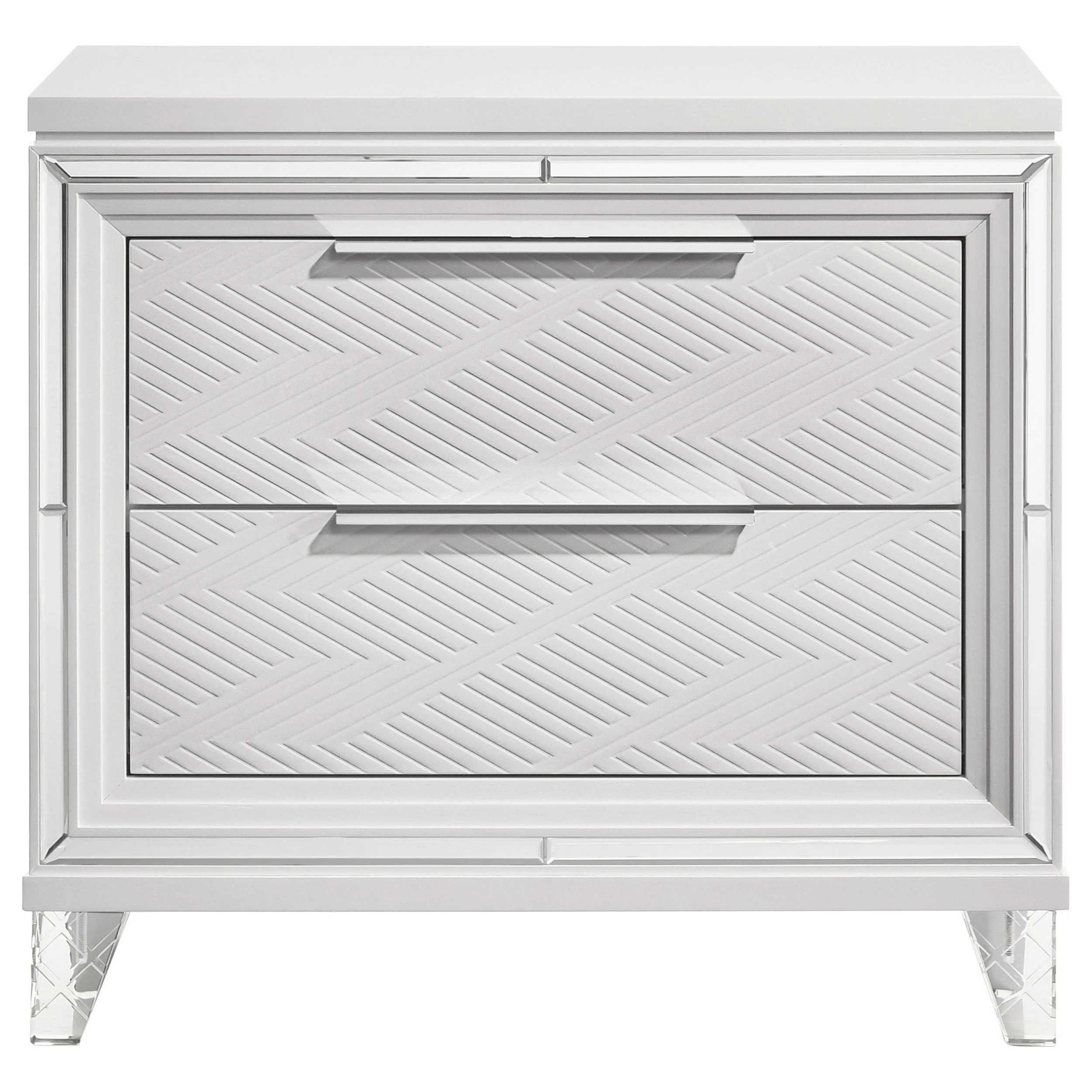 Marmore White 2-drawer Nightstand Bedside Table - Image 3