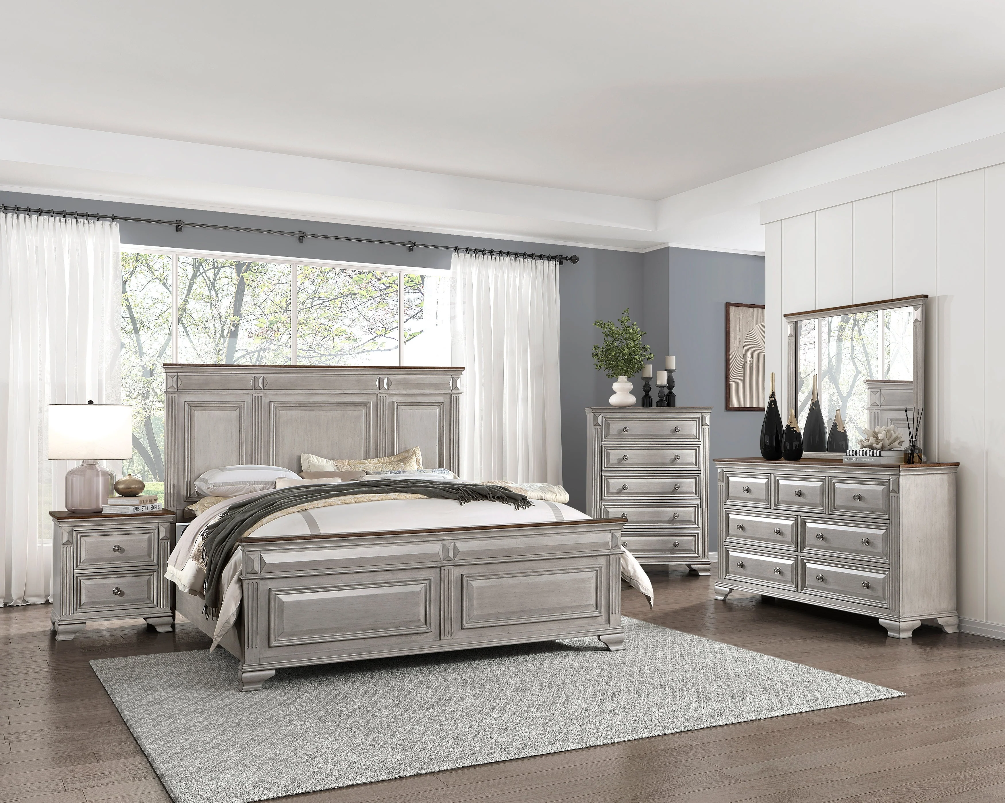 Marquette Gray/Brown Queen Panel Bed - Image 4