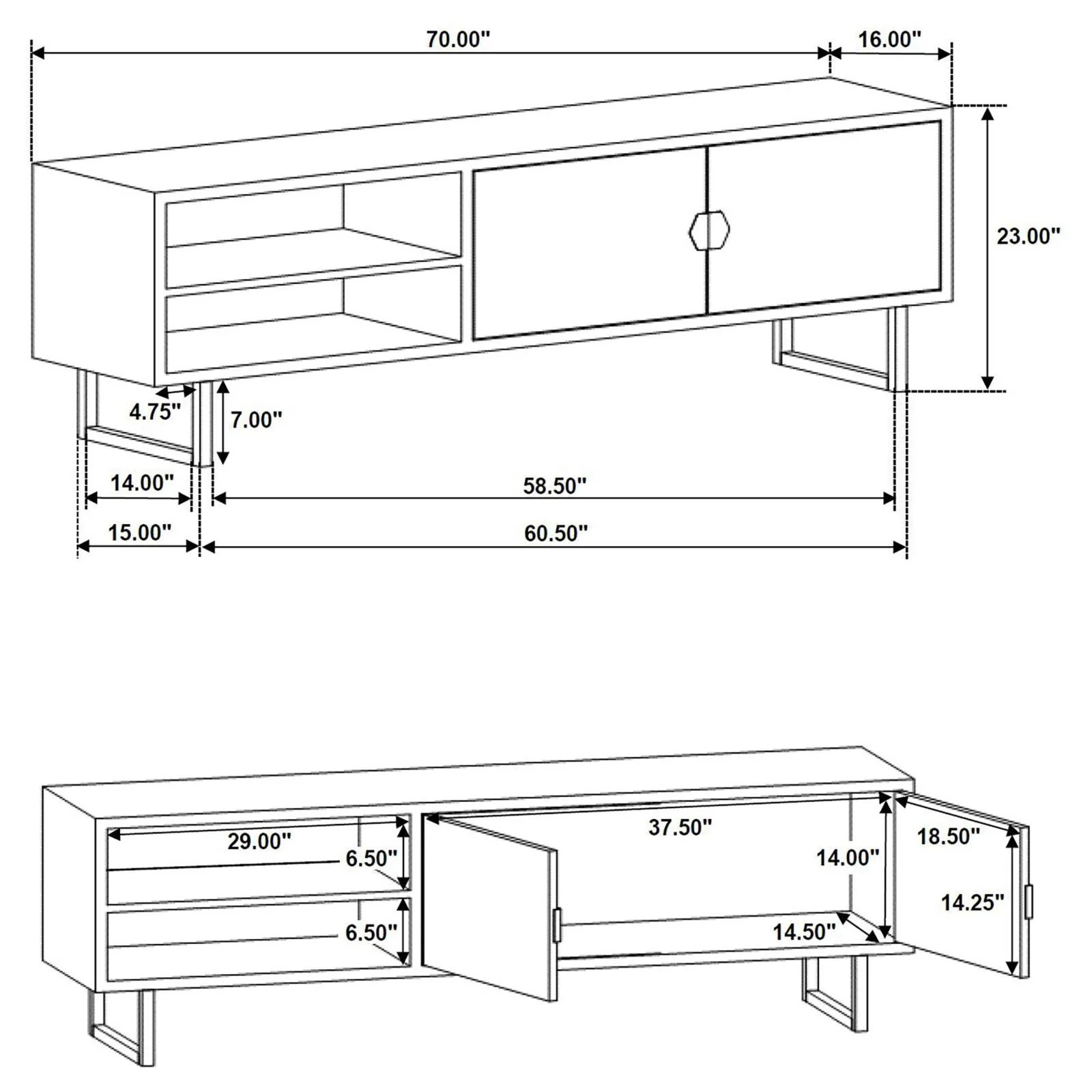 Marsden Charcoal Black 2-door Wood 70" TV Stand - Image 8