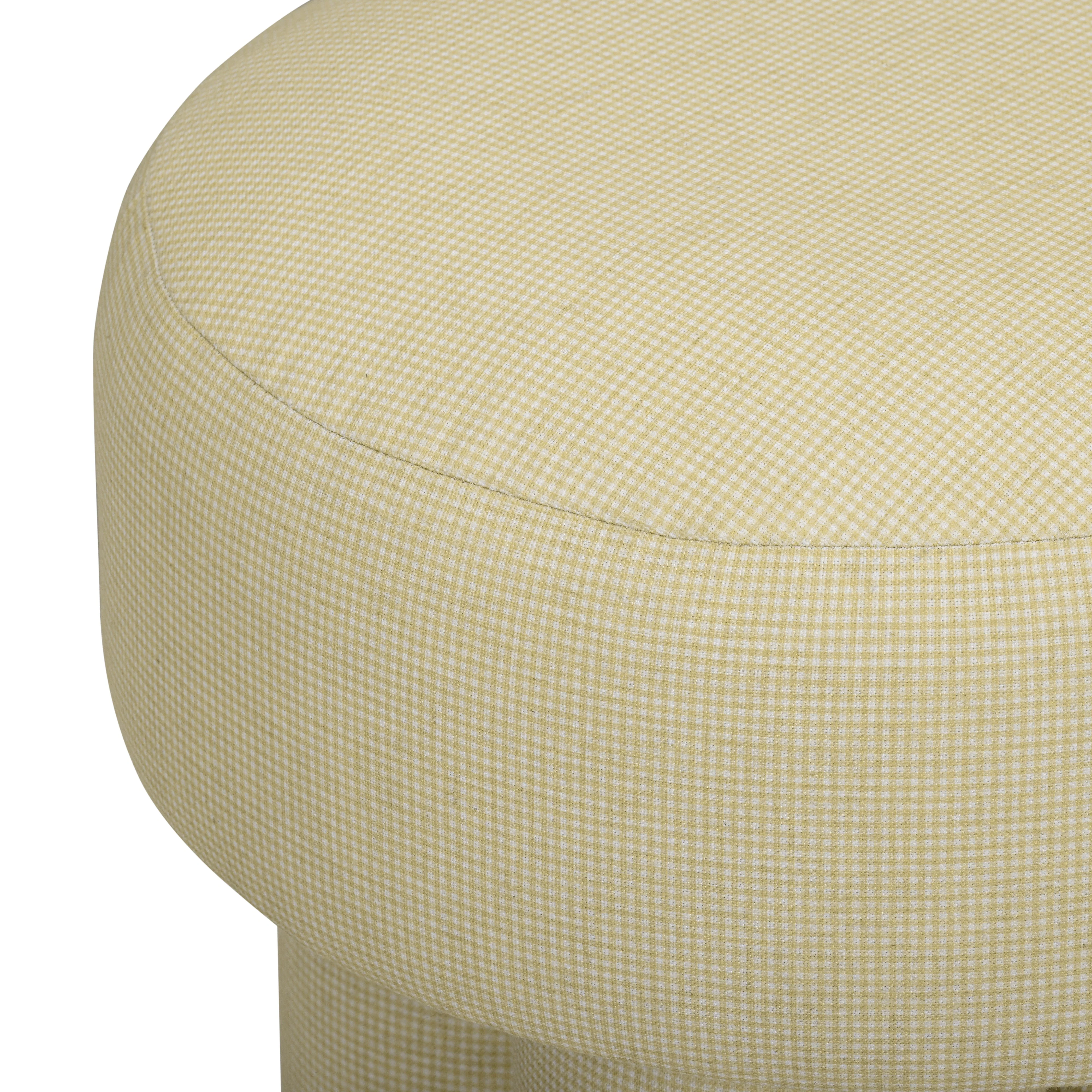 Masha Yellow Homespun Plaid Performance Linen Accent Stool - Image 3