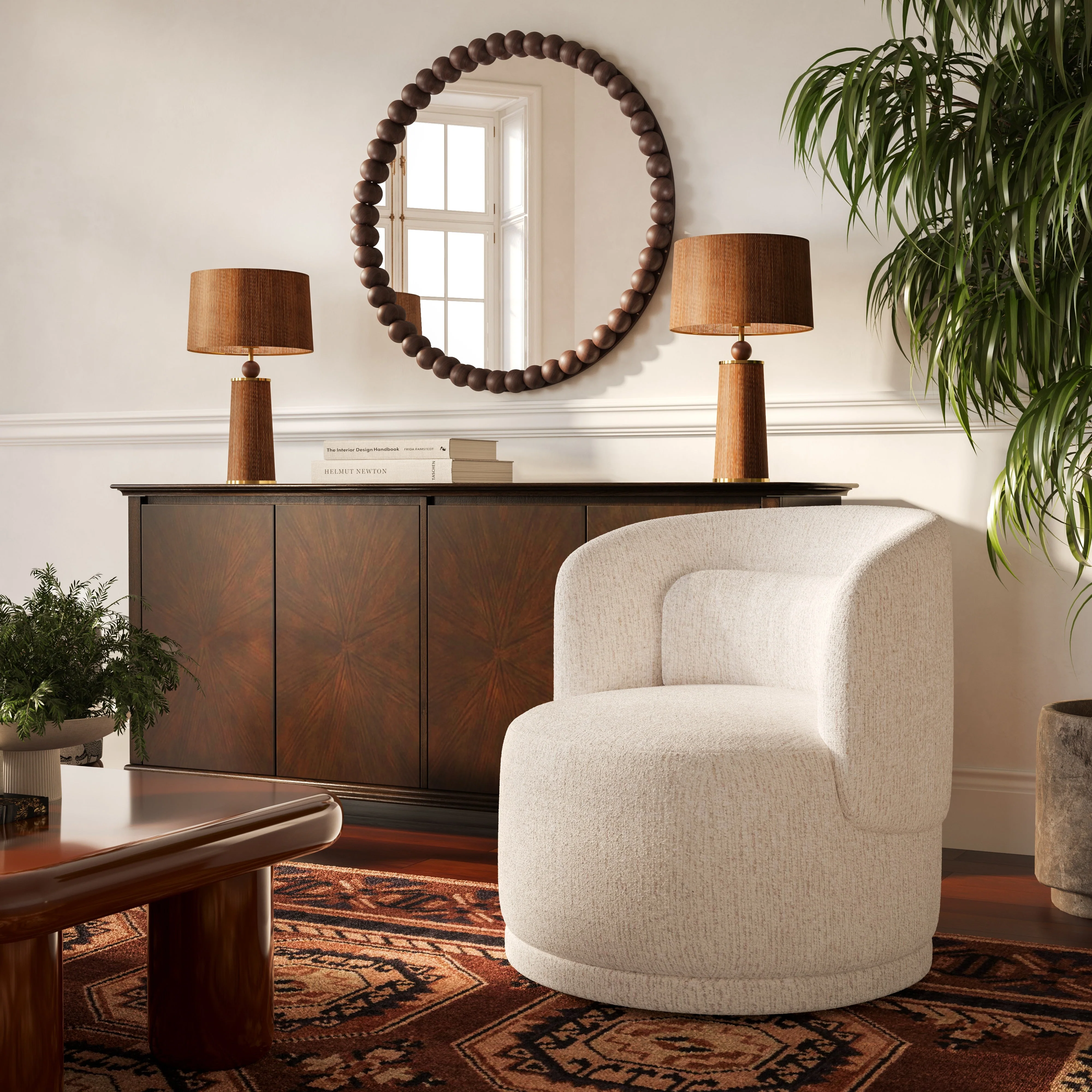 Massa Textured Fabric Swivel Accent Chair - Image 2