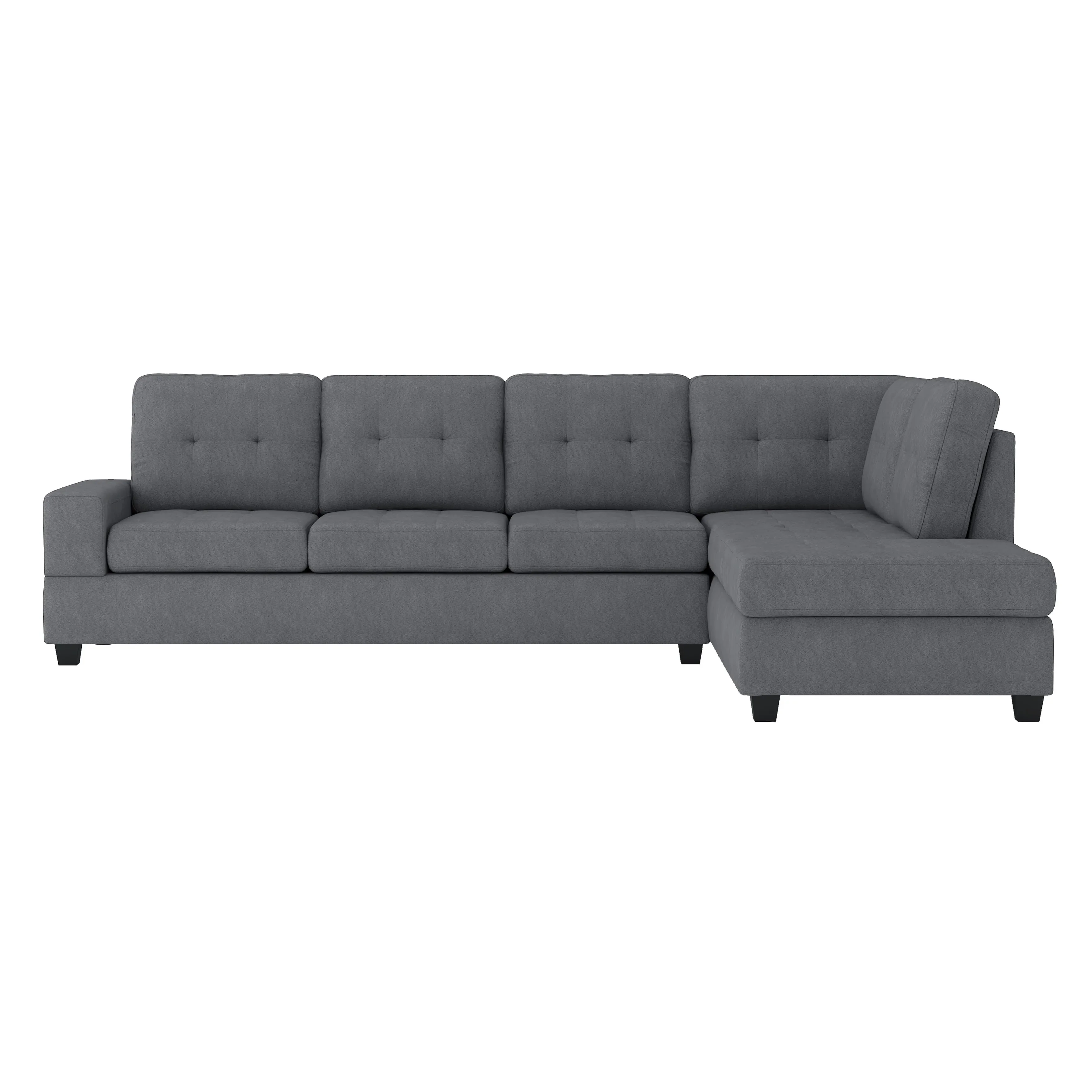 Maston Dark Gray 2-Piece Reversible Sectional with Drop-Down Cup Holders