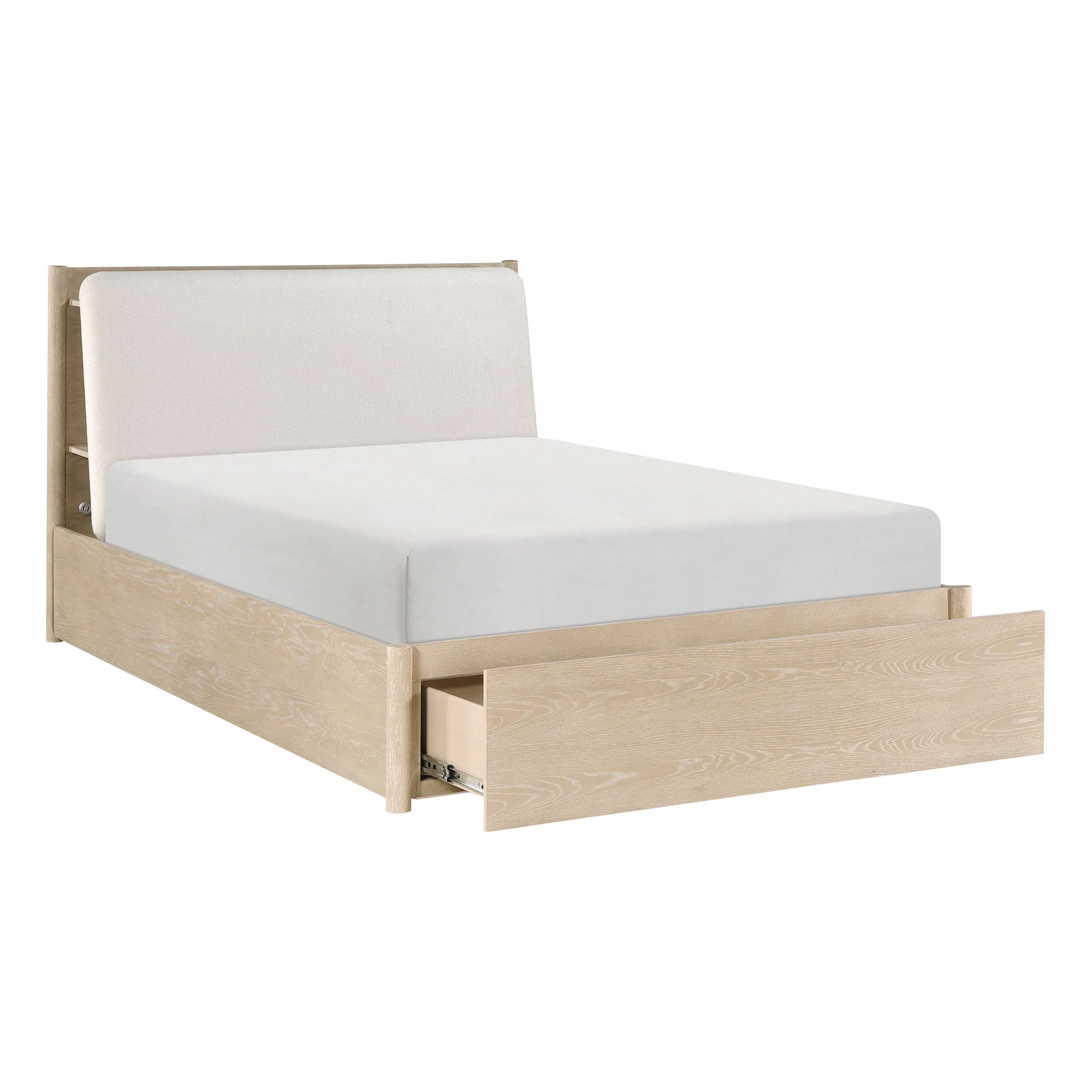 Matteo Light Oak Eastern King Platform Bed with Footboard Storage - Image 2
