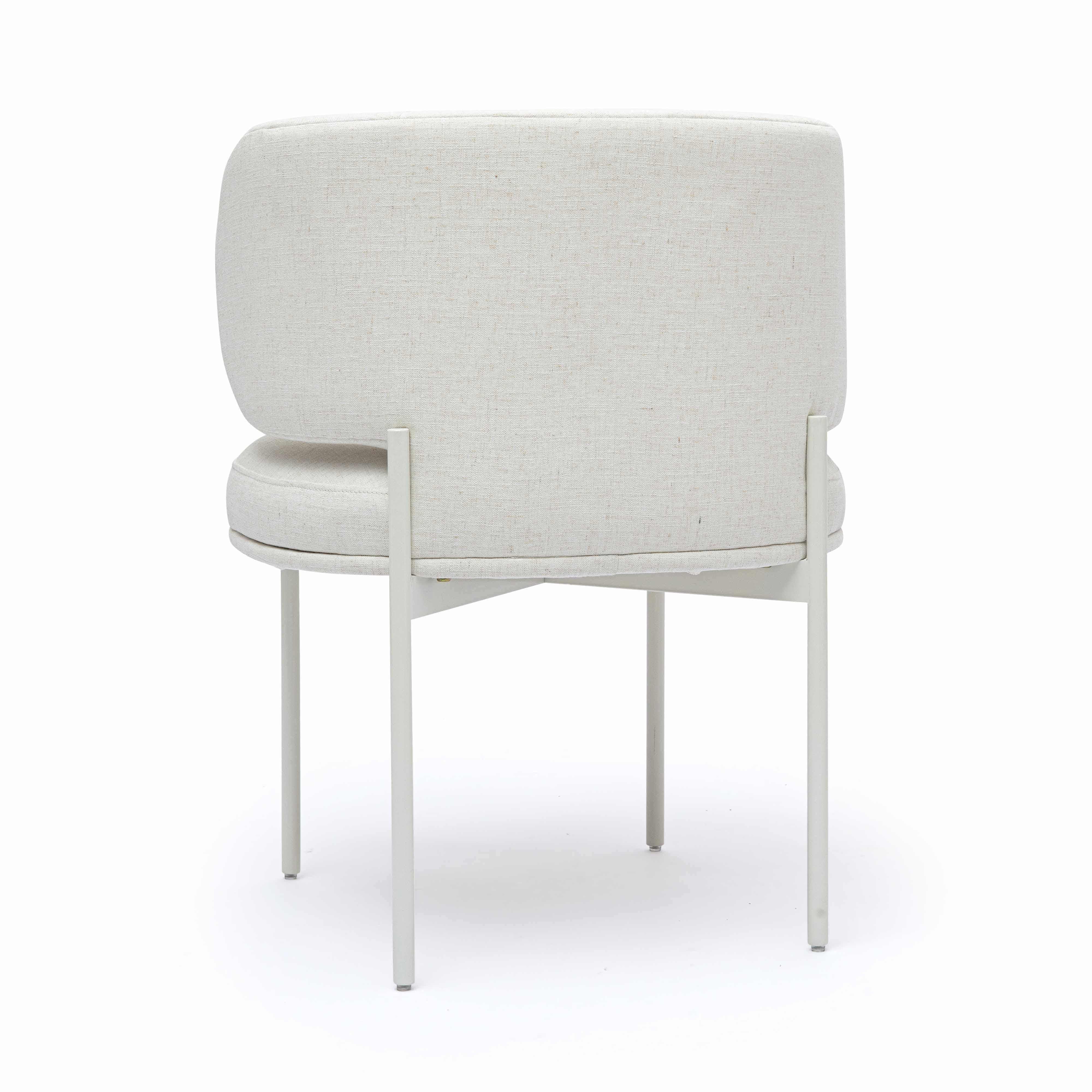 Maureen Cream Performance Upcycled Linen Dining Chair - Image 4