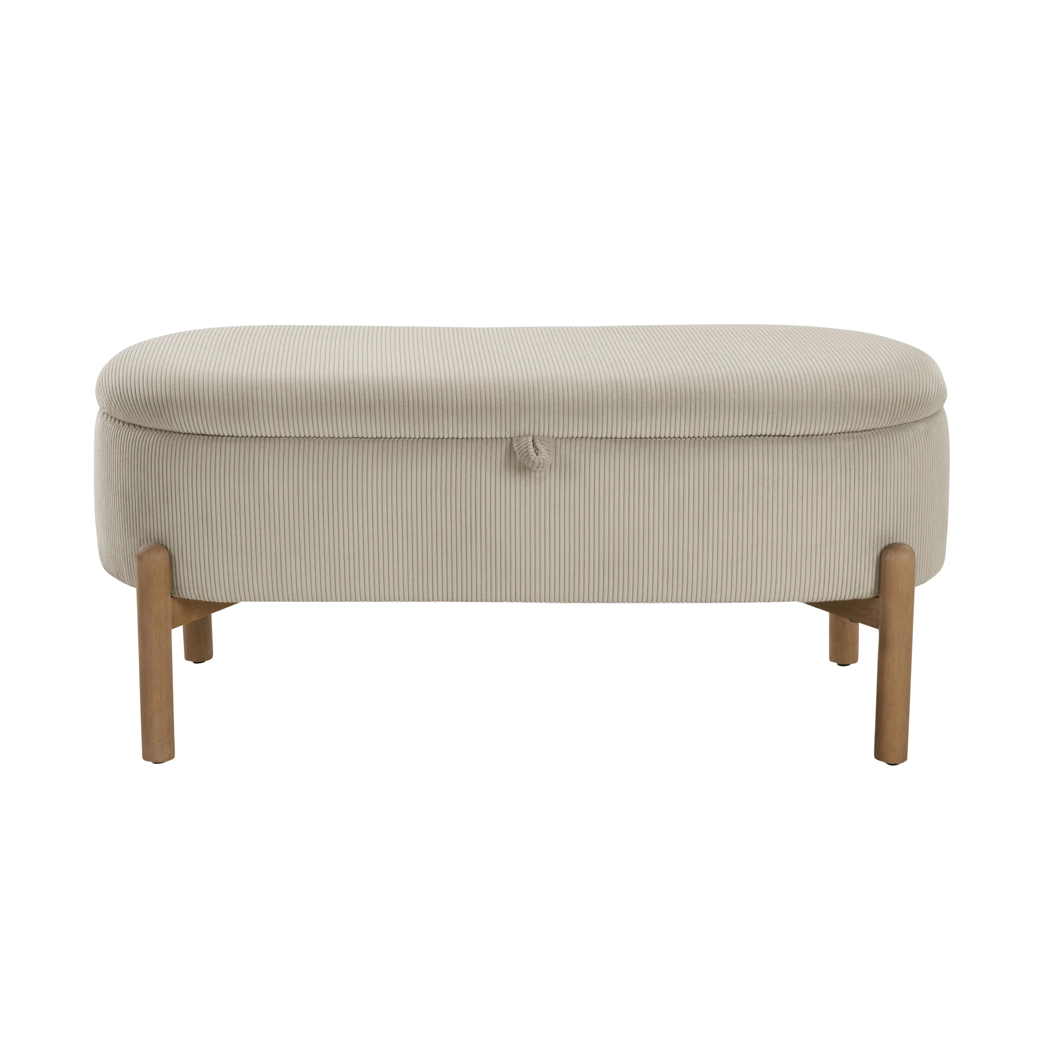 Mavis Taupe Lift-Top Storage Bench