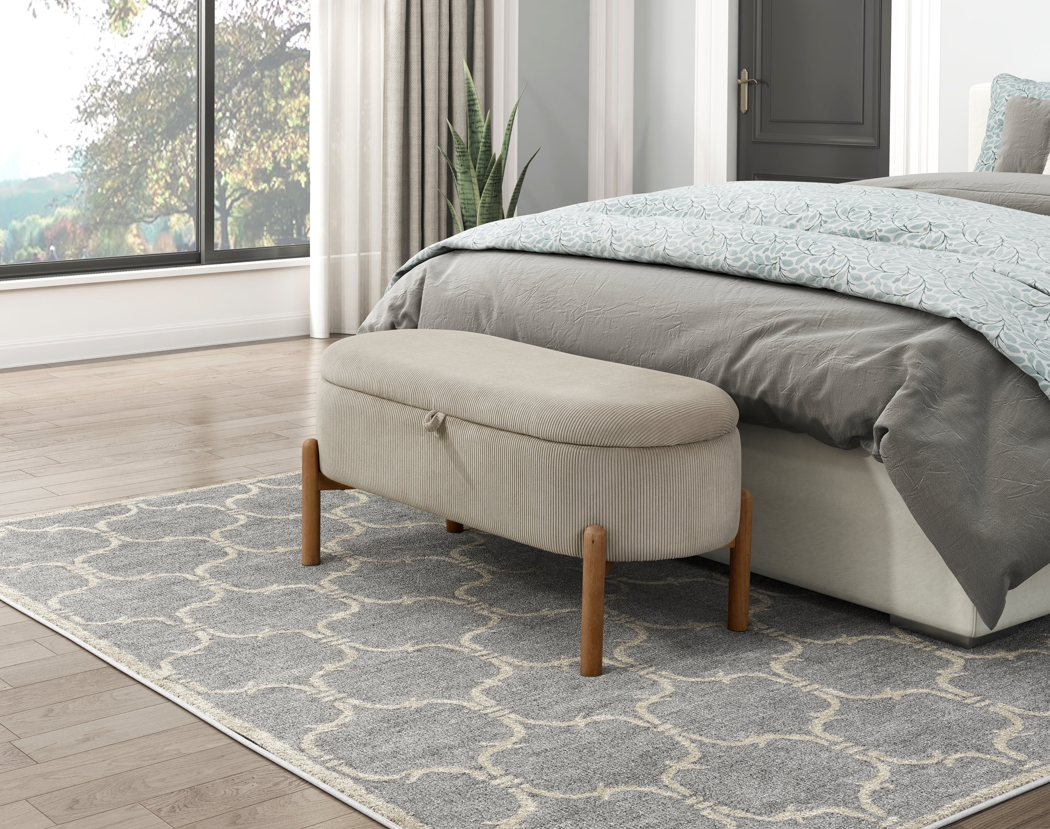 Mavis Taupe Lift-Top Storage Bench - Image 7