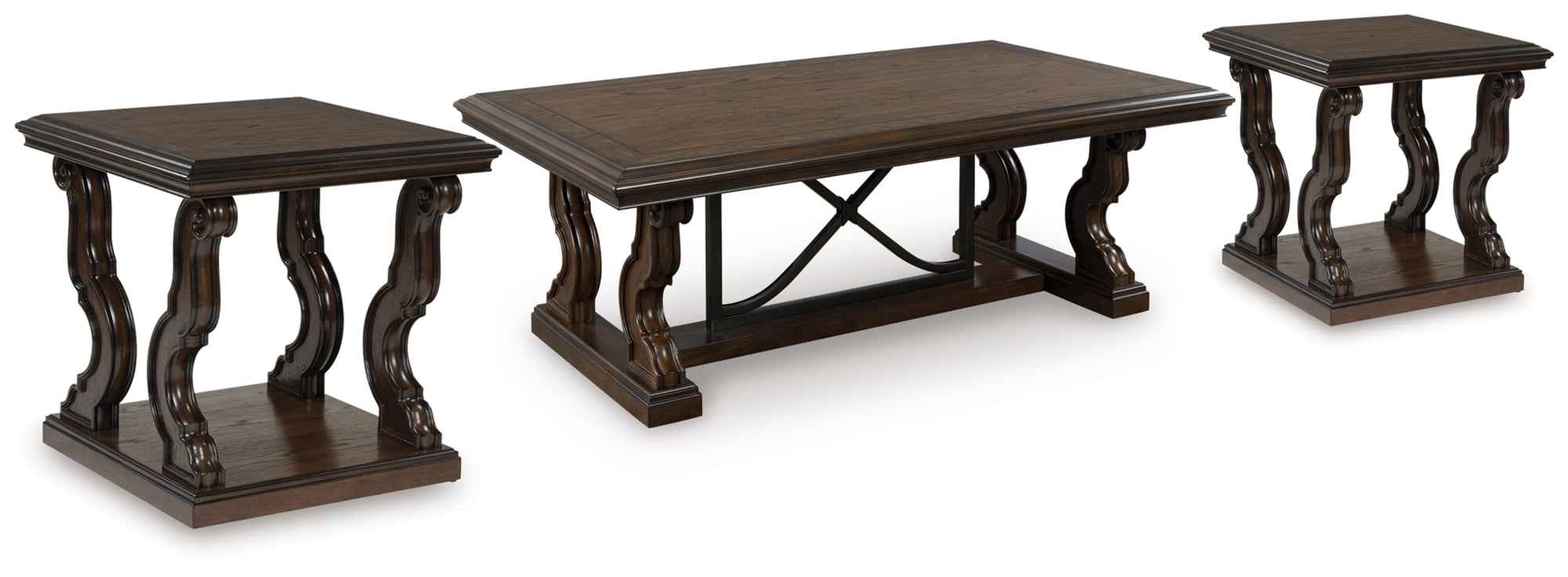 Maylee Dark Brown Coffee Table and 2 End Tables - Image 2