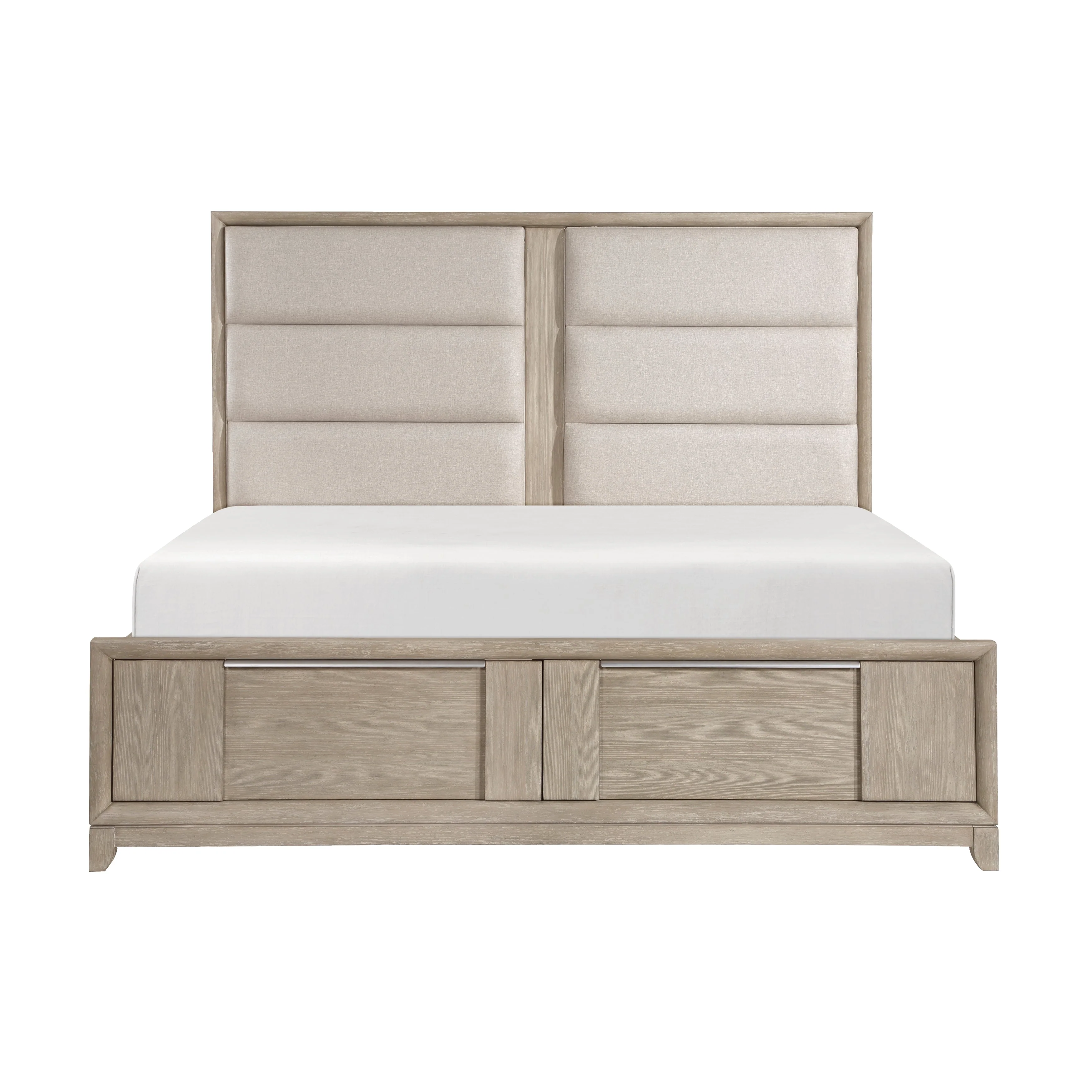 McKewen Light Gray California King Platform Bed with Footboard Storage