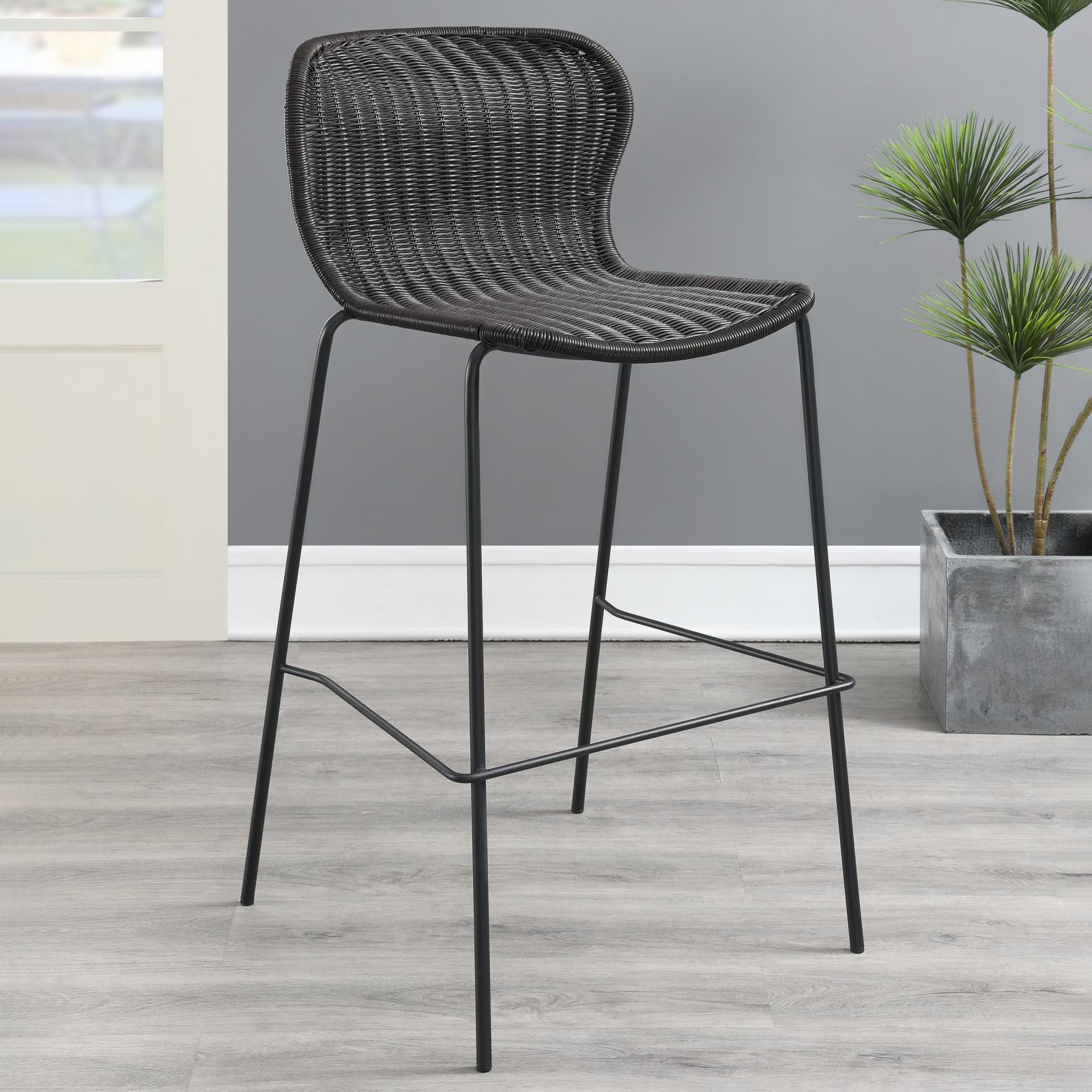 McKinley Brown/Sandy Black Upholstered Bar Stools with Footrest, Set of 2 - Image 2