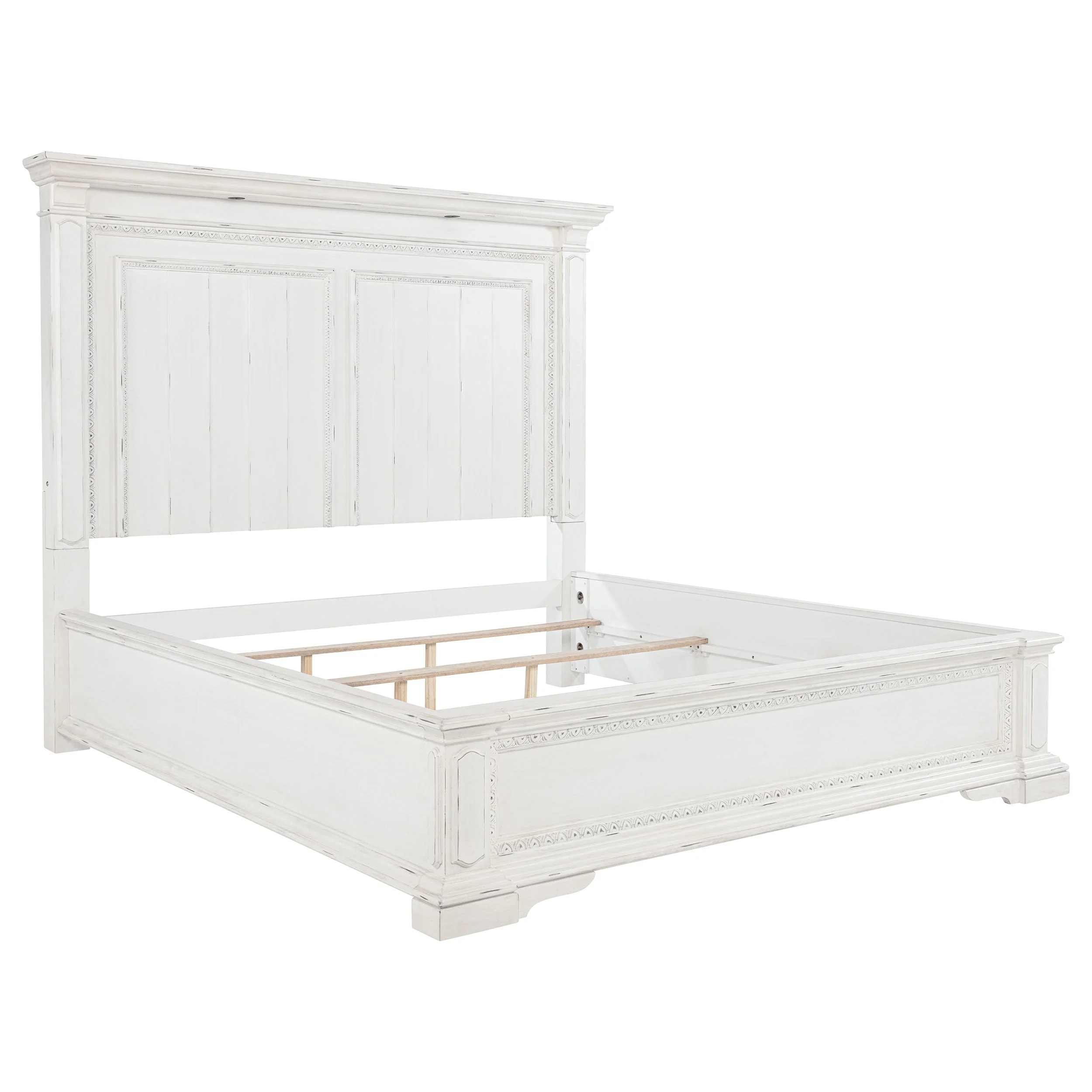 McKinney Vintage White Queen LED Light Panel Bed - Image 3