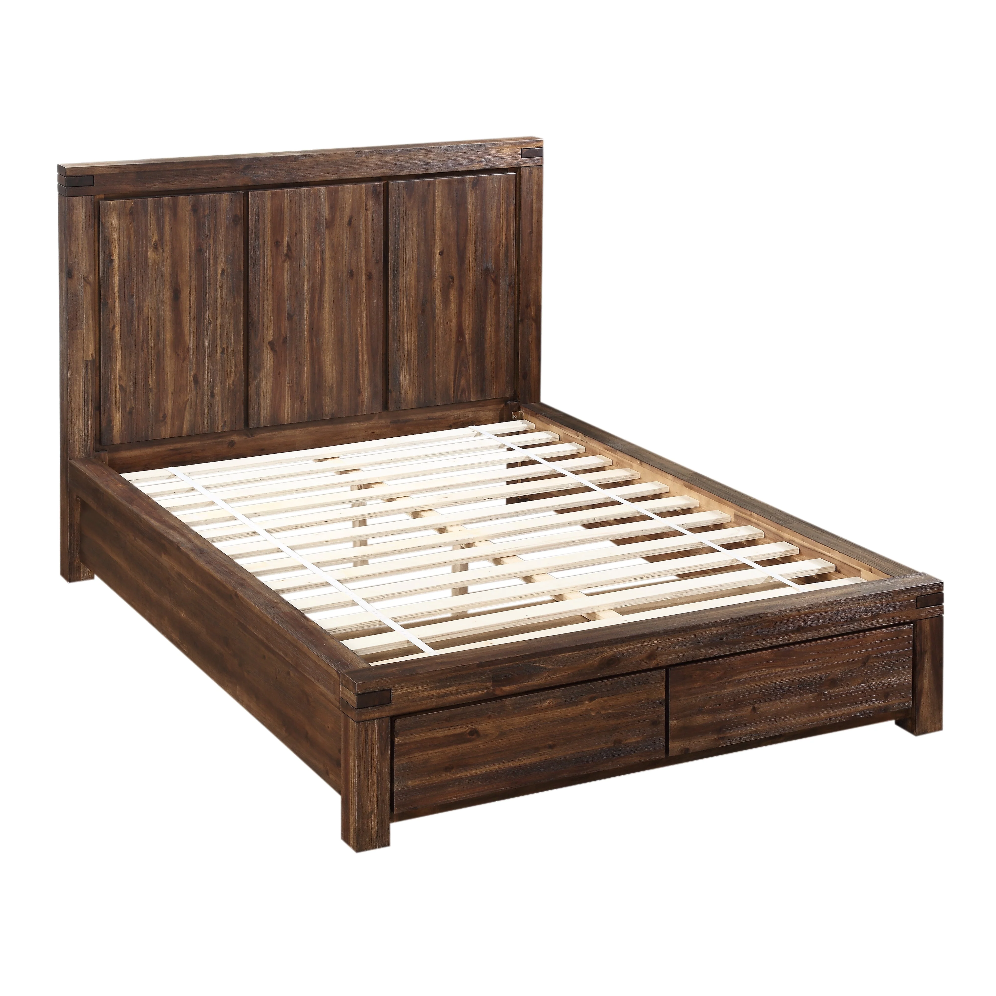 Meadow Solid Wood Footboard Queen Storage Bed in Brick Brown - Image 8