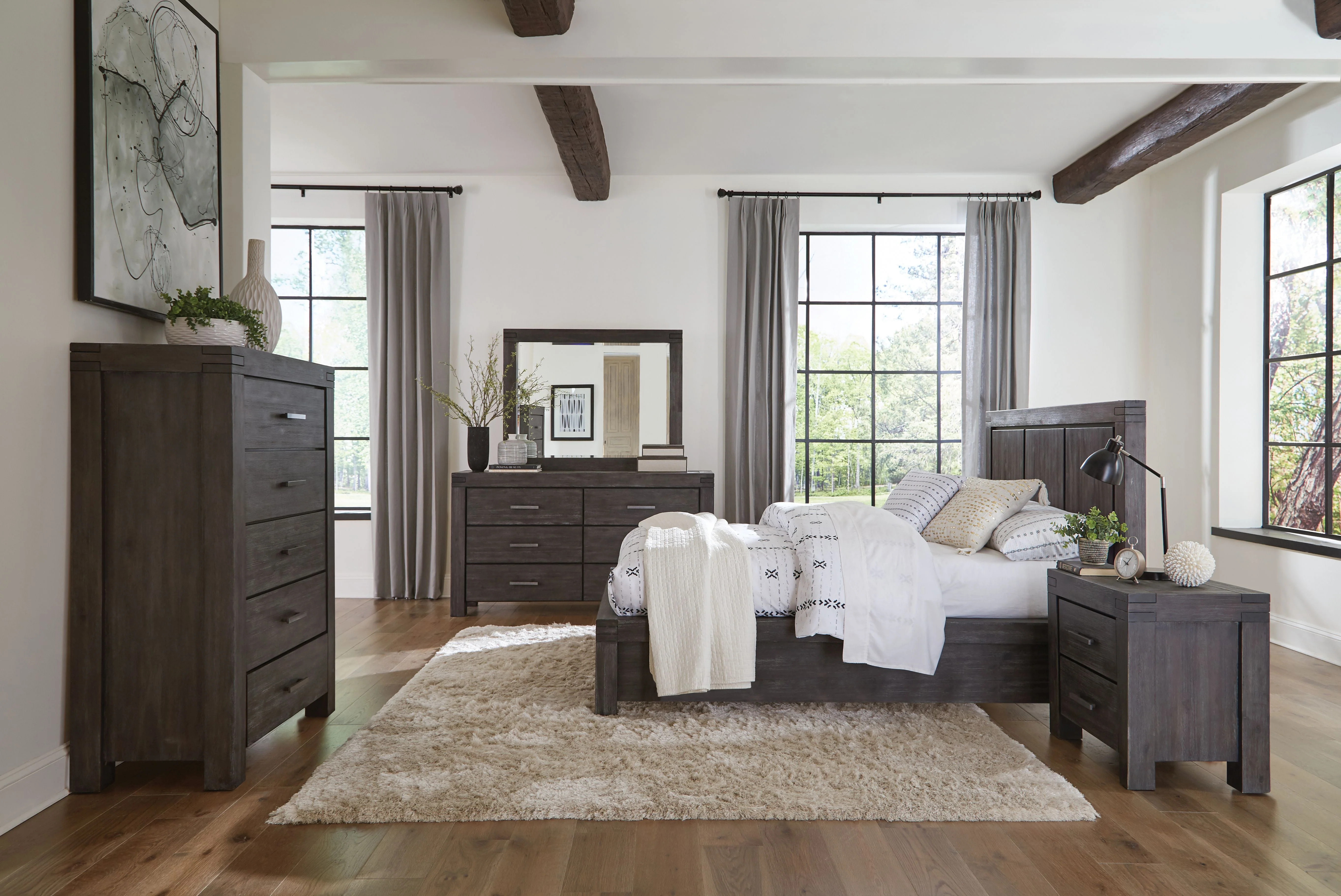 Meadow Solid Wood Footboard Queen Storage Bed in Graphite - Image 2