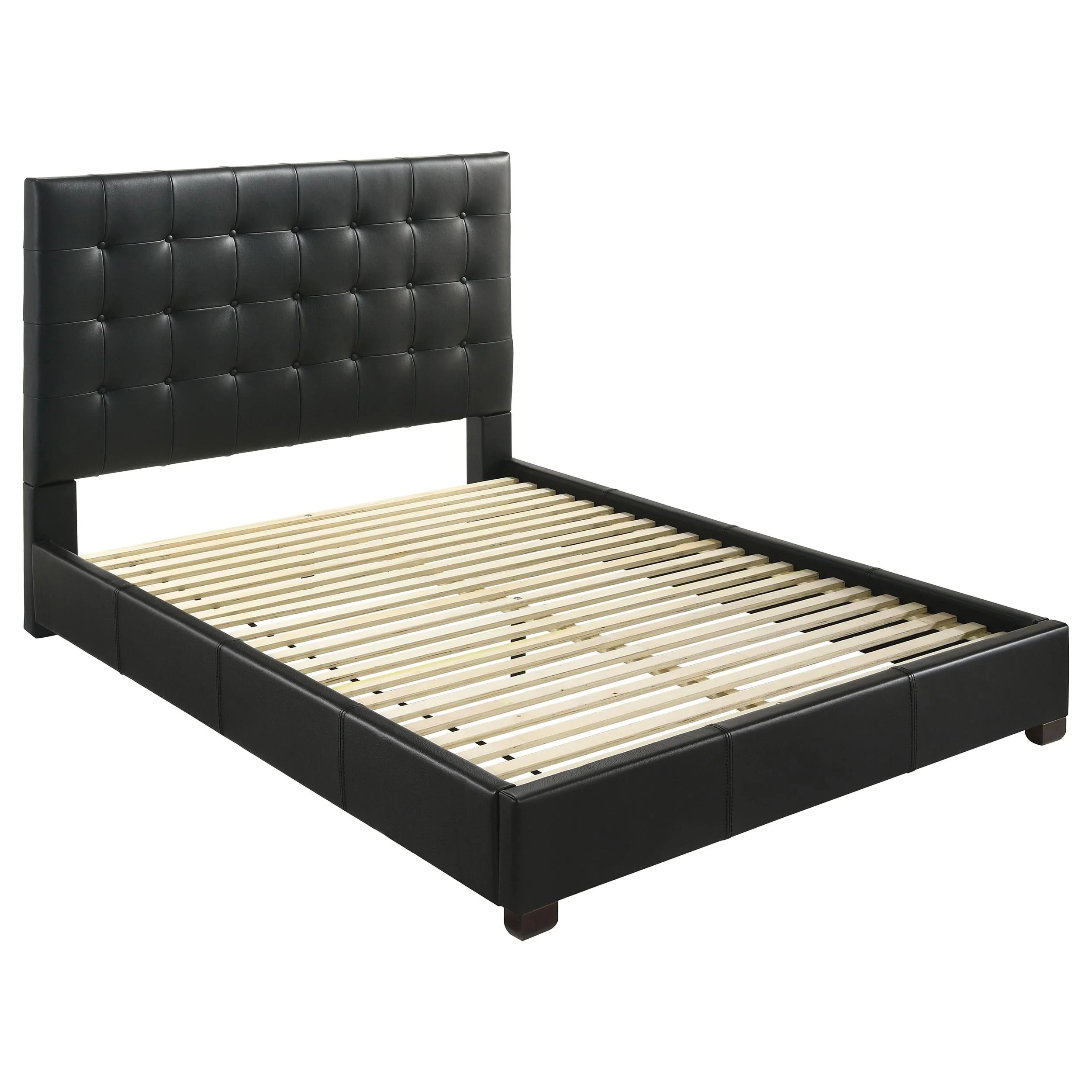 Medley Black Genuine Leather Eastern King Platform Bed - Image 3