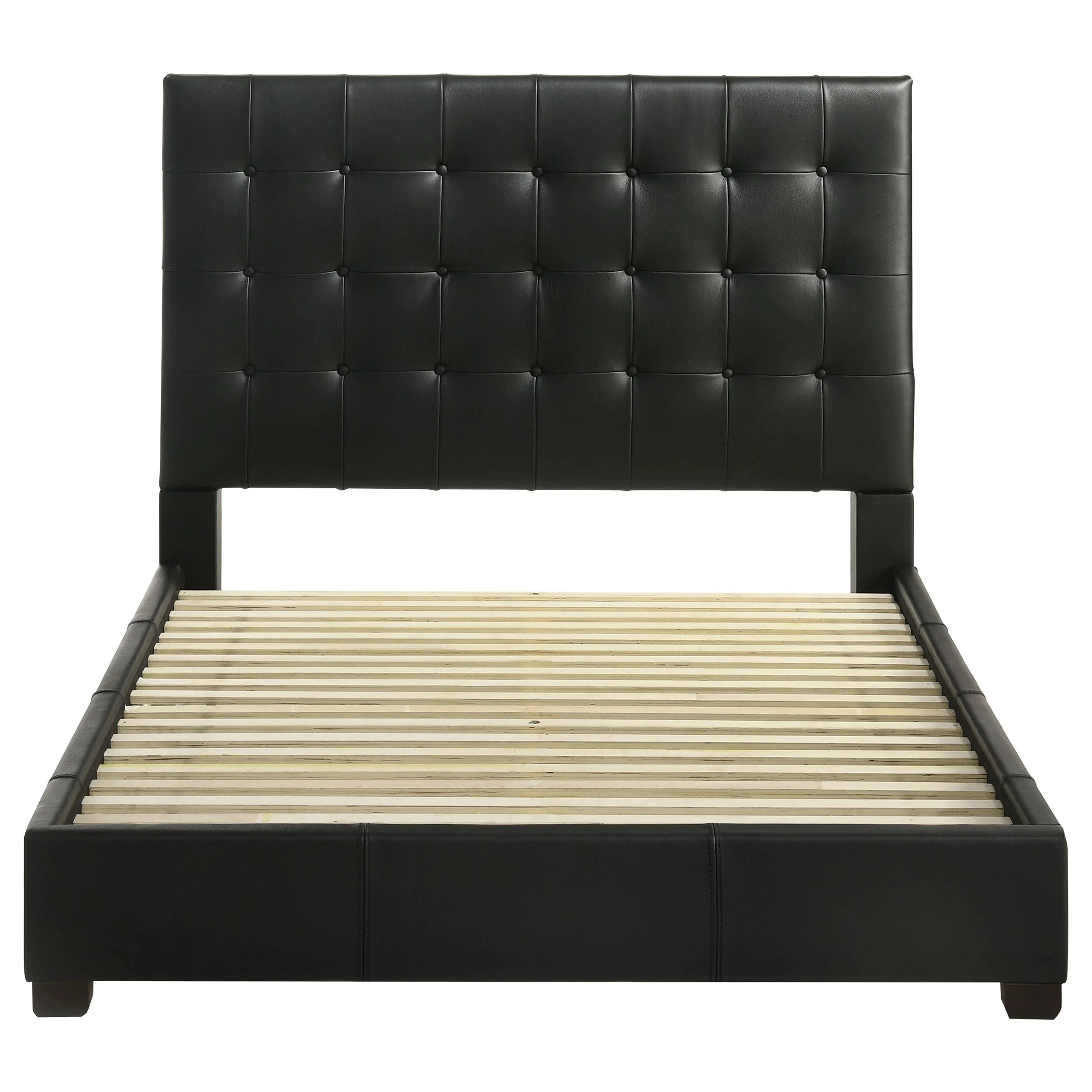 Medley Black Genuine Leather Eastern King Platform Bed - Image 4