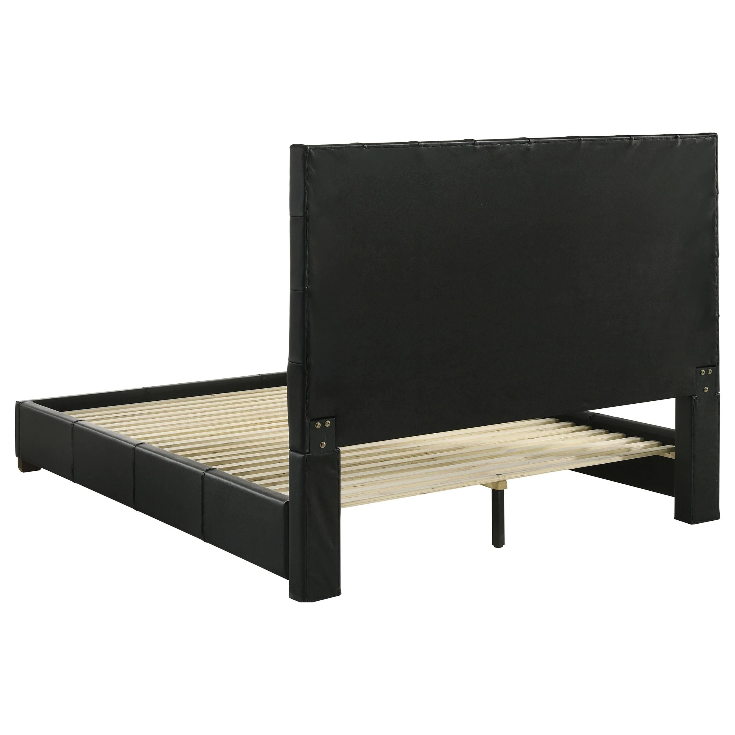 Medley Black Genuine Leather Eastern King Platform Bed - Image 5