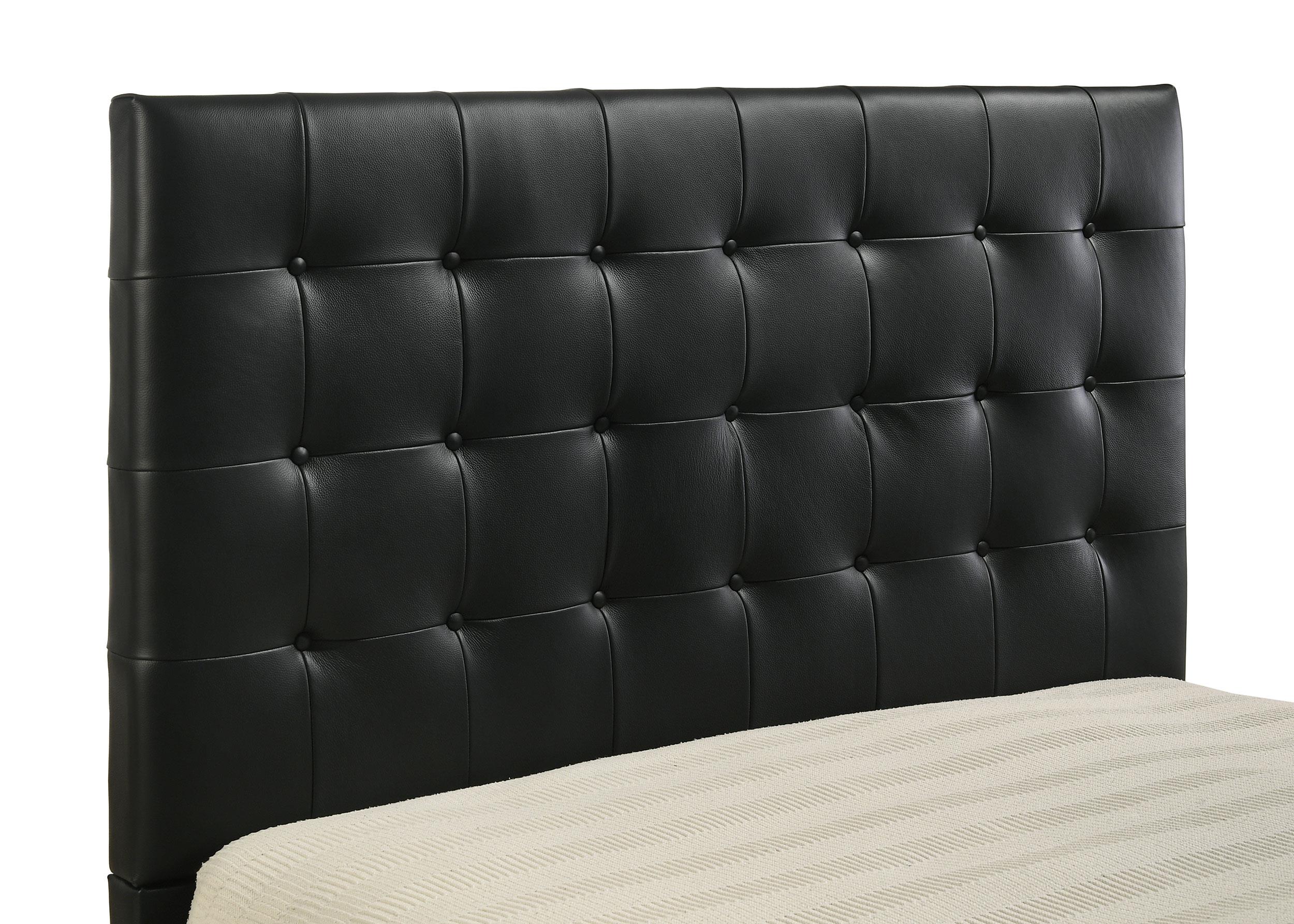 Medley Black Genuine Leather Eastern King Platform Bed - Image 7